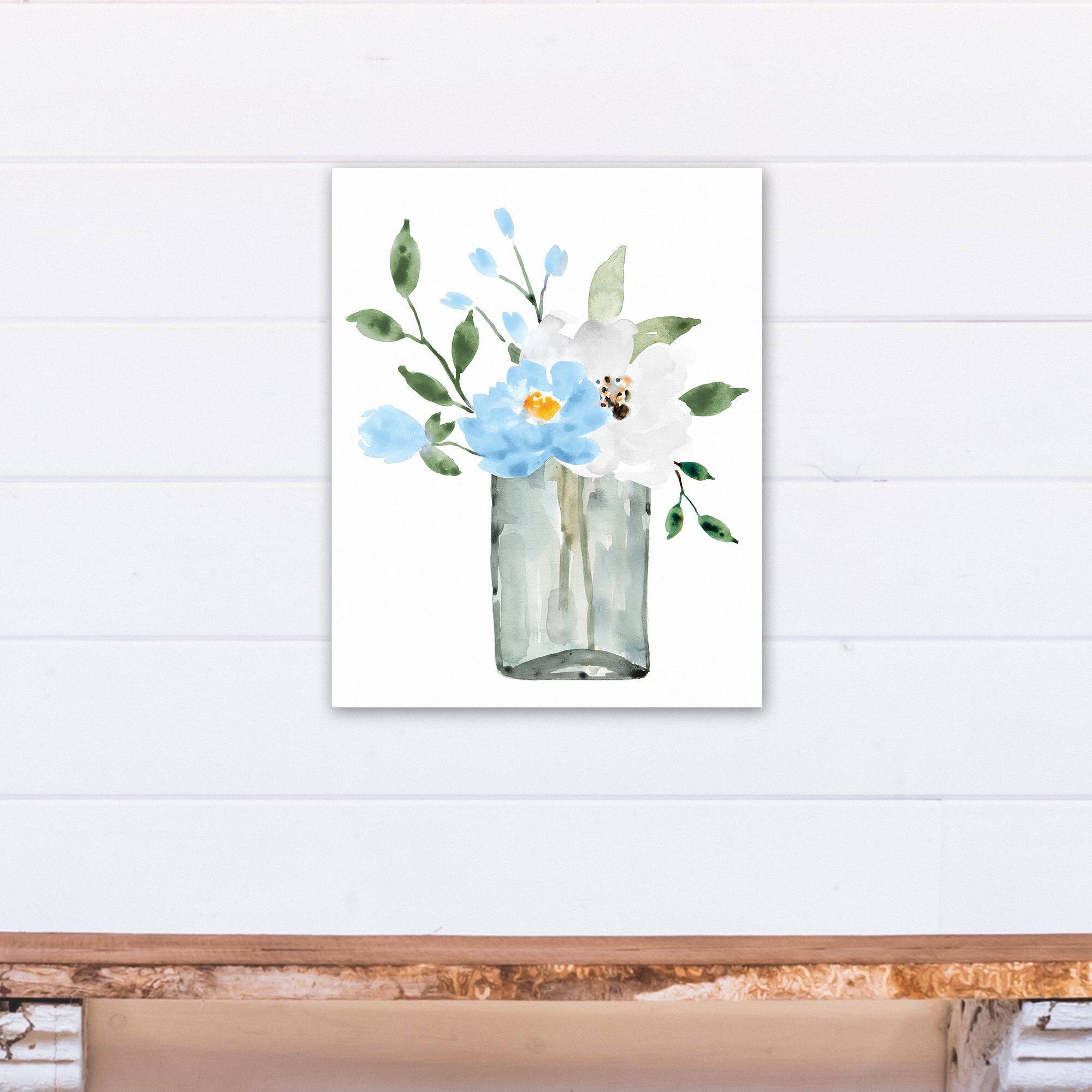 Bright Blue Floral Vase 16" x 20" Canvas Wall Art
