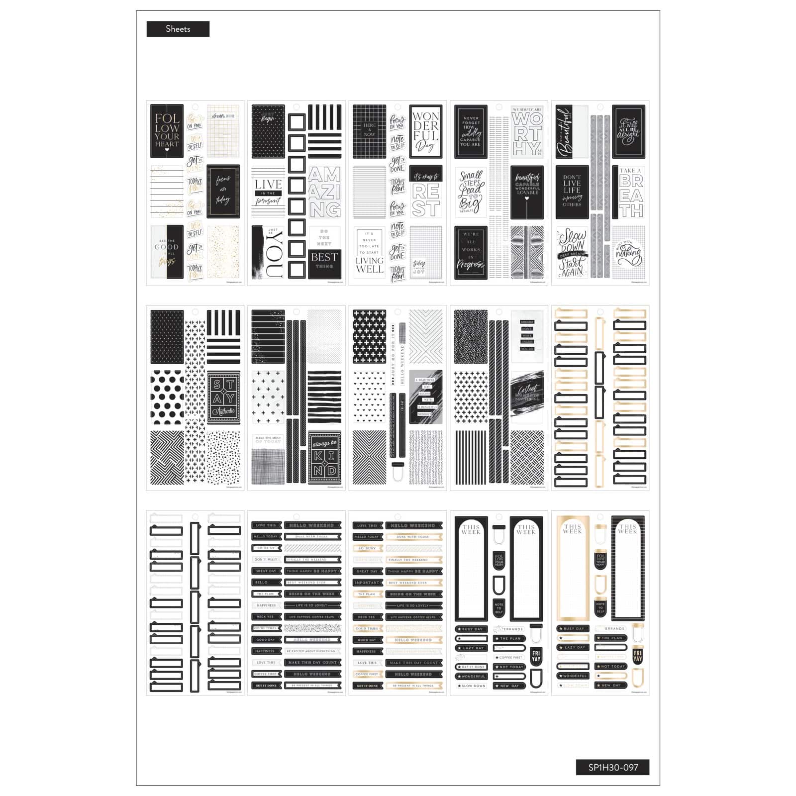 The Happy Planner® Black & White Value Pack Stickers