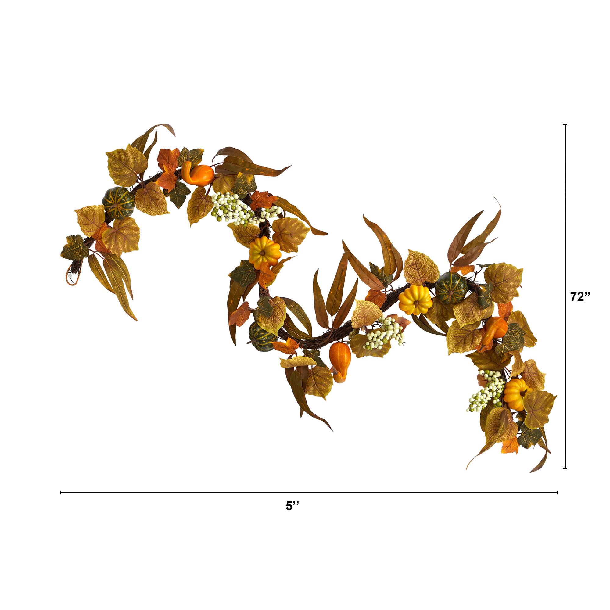 6ft. Fall Pumpkin, Gourds &#x26; White Berries Autumn Garland