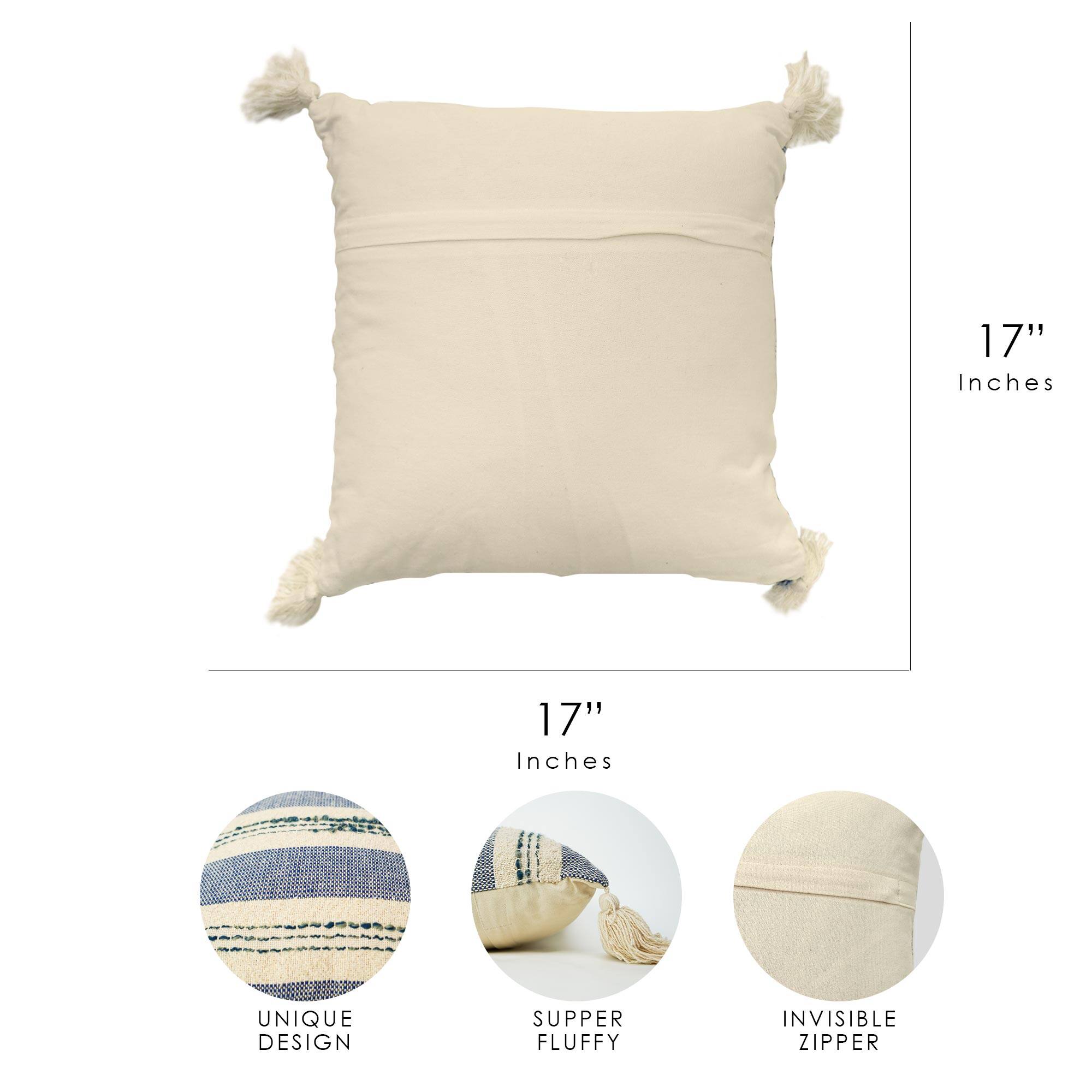 American Art D&#xE9;cor&#x2122; Handwoven Blue &#x26; Natural Boho Decorative Throw Pillow