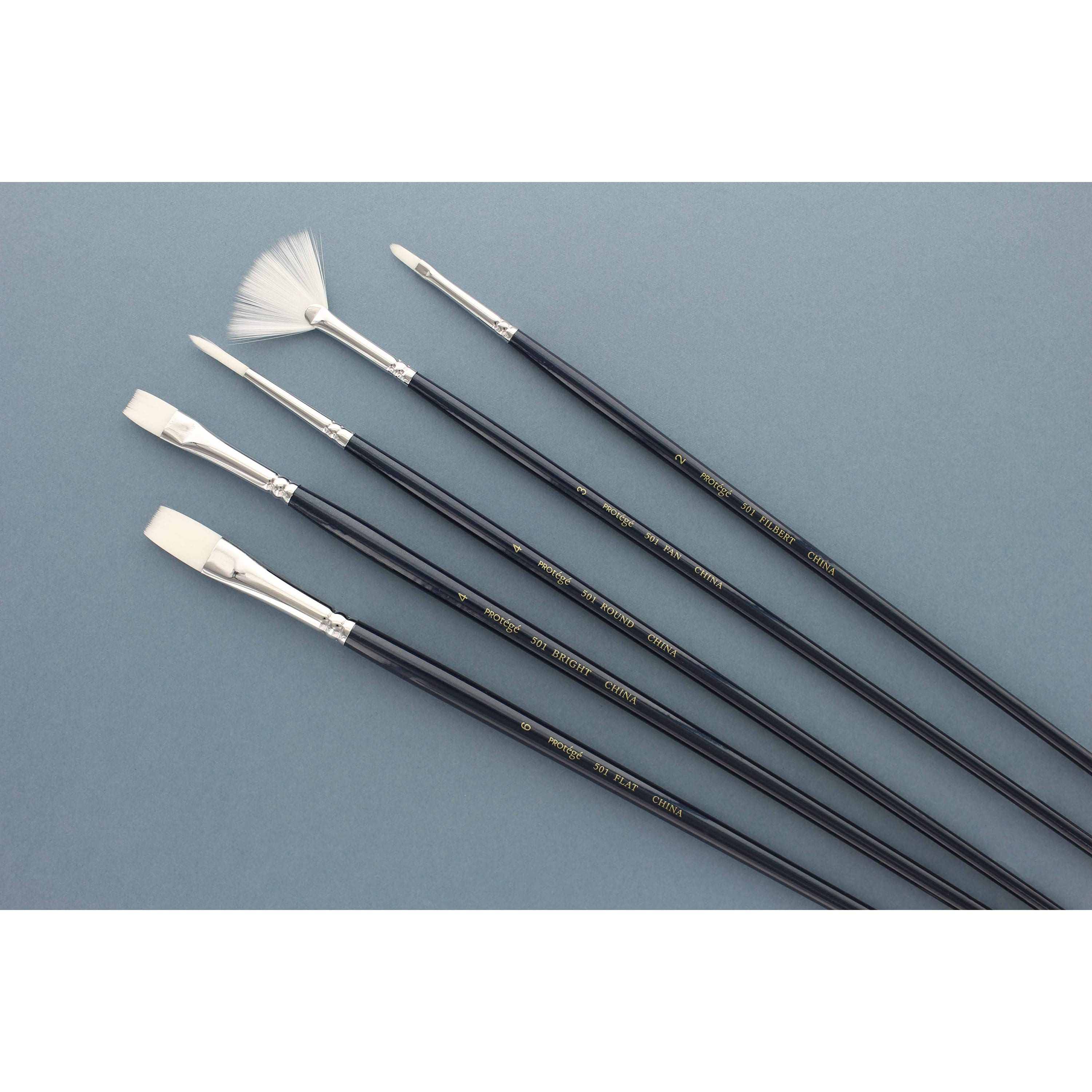 Prot&#xE9;g&#xE9; White Nylon Long Handle Variety 5 Piece Brush Set