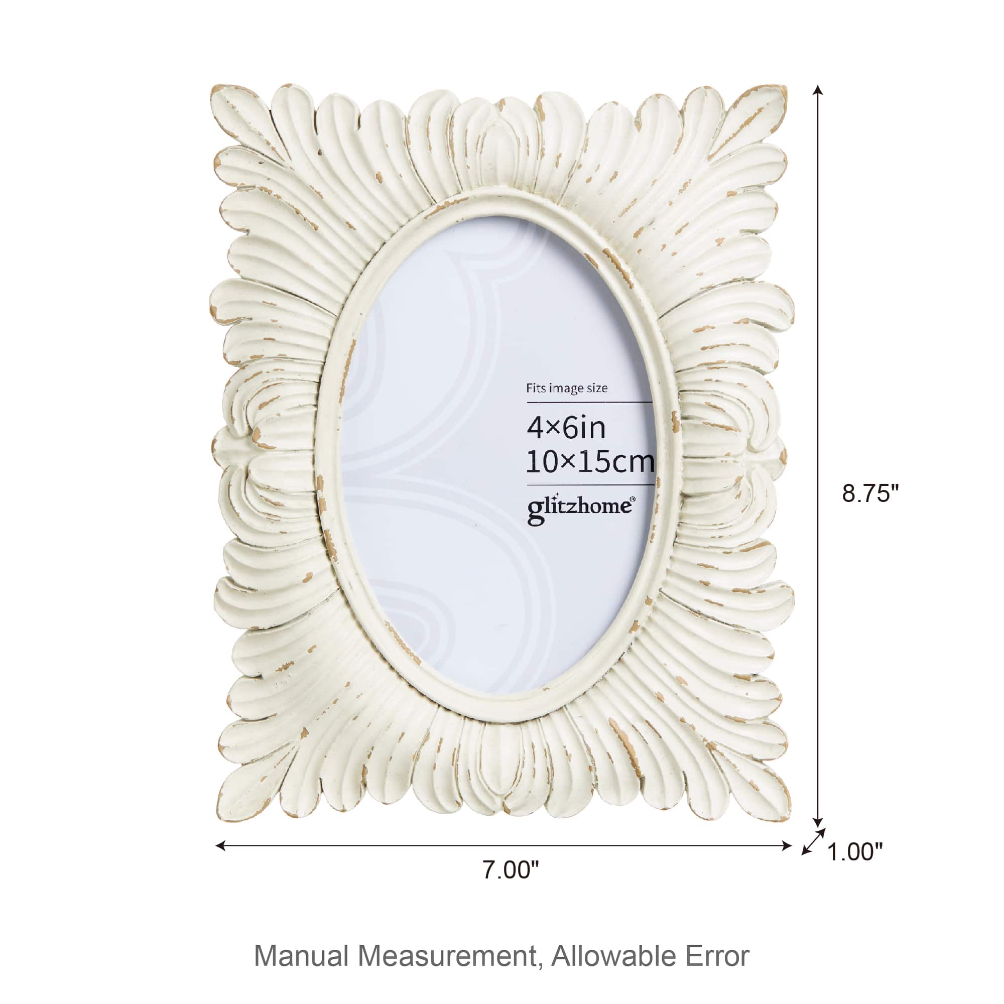 Glitzhome&#xAE; 2 Pack 4&#x22; x 6&#x22; White Ornate Resin Tabletop Picture Frames