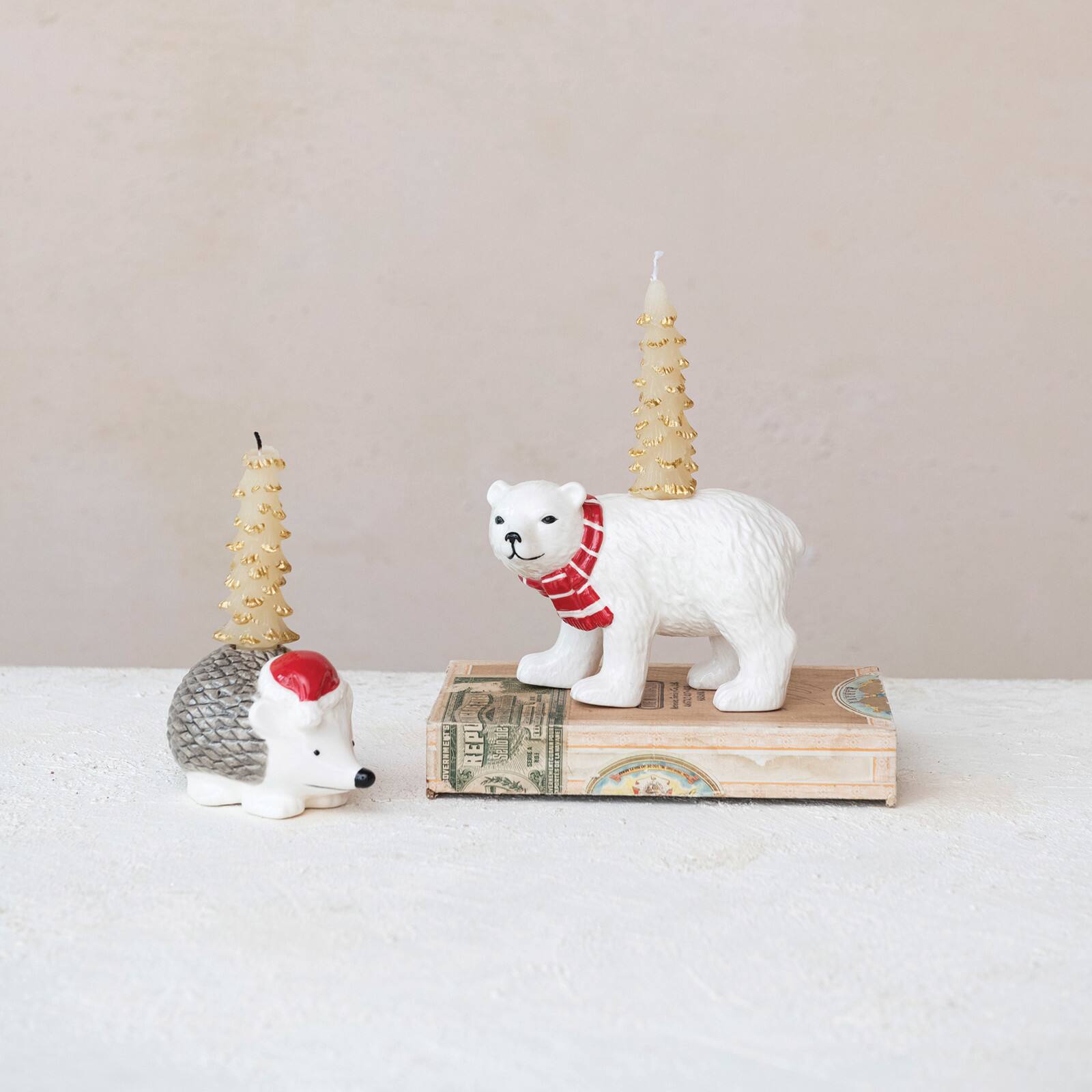 Hello Honey&#xAE; 4.5&#x22; Polar Bear Stoneware Taper Candle Holder