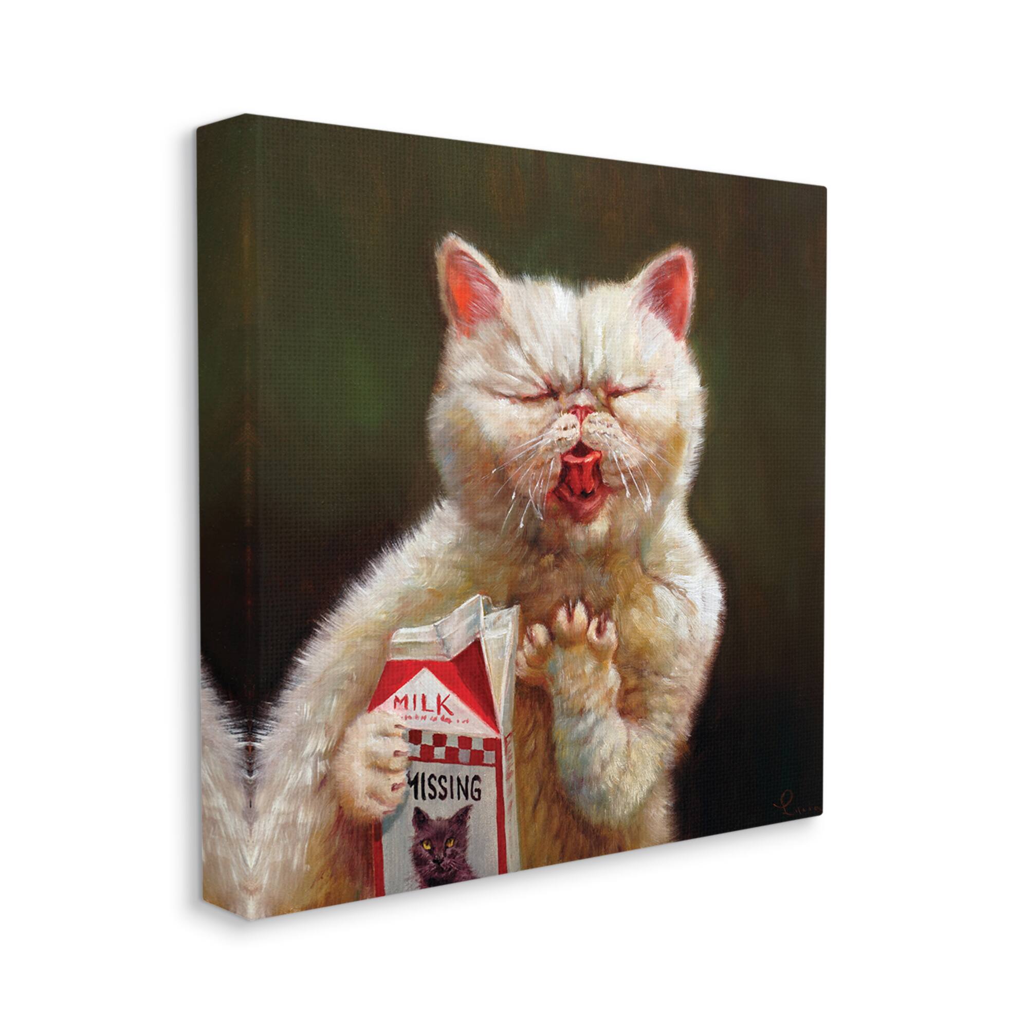Stupell Industries Missing Cat Milk Box Sour Face Family Pet Canvas Wall Art