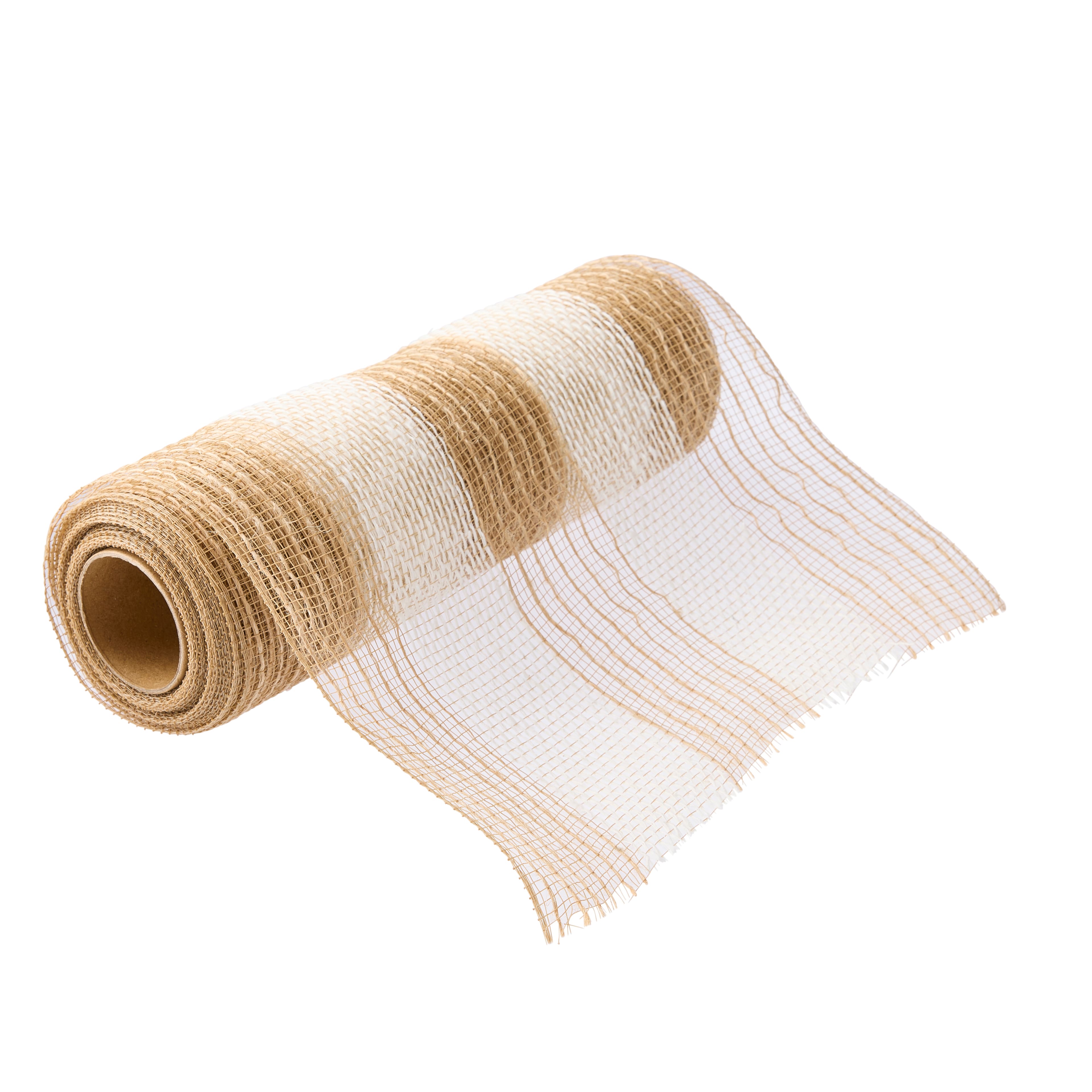 10&#x22; x 19ft. White &#x26; Natural Striped Mesh by Celebrate It&#x2122;