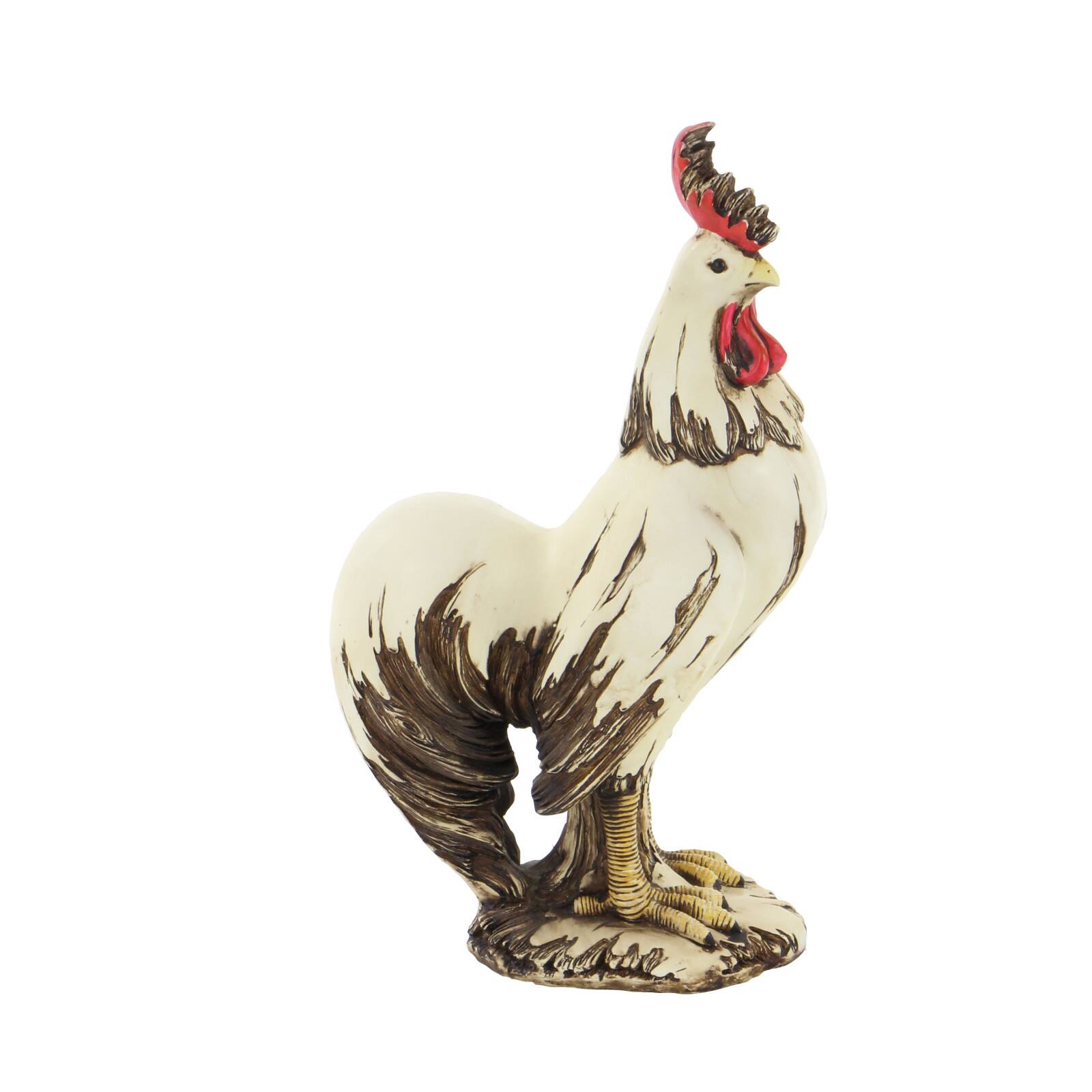 15&#x22; White Rooster Garden Sculpture