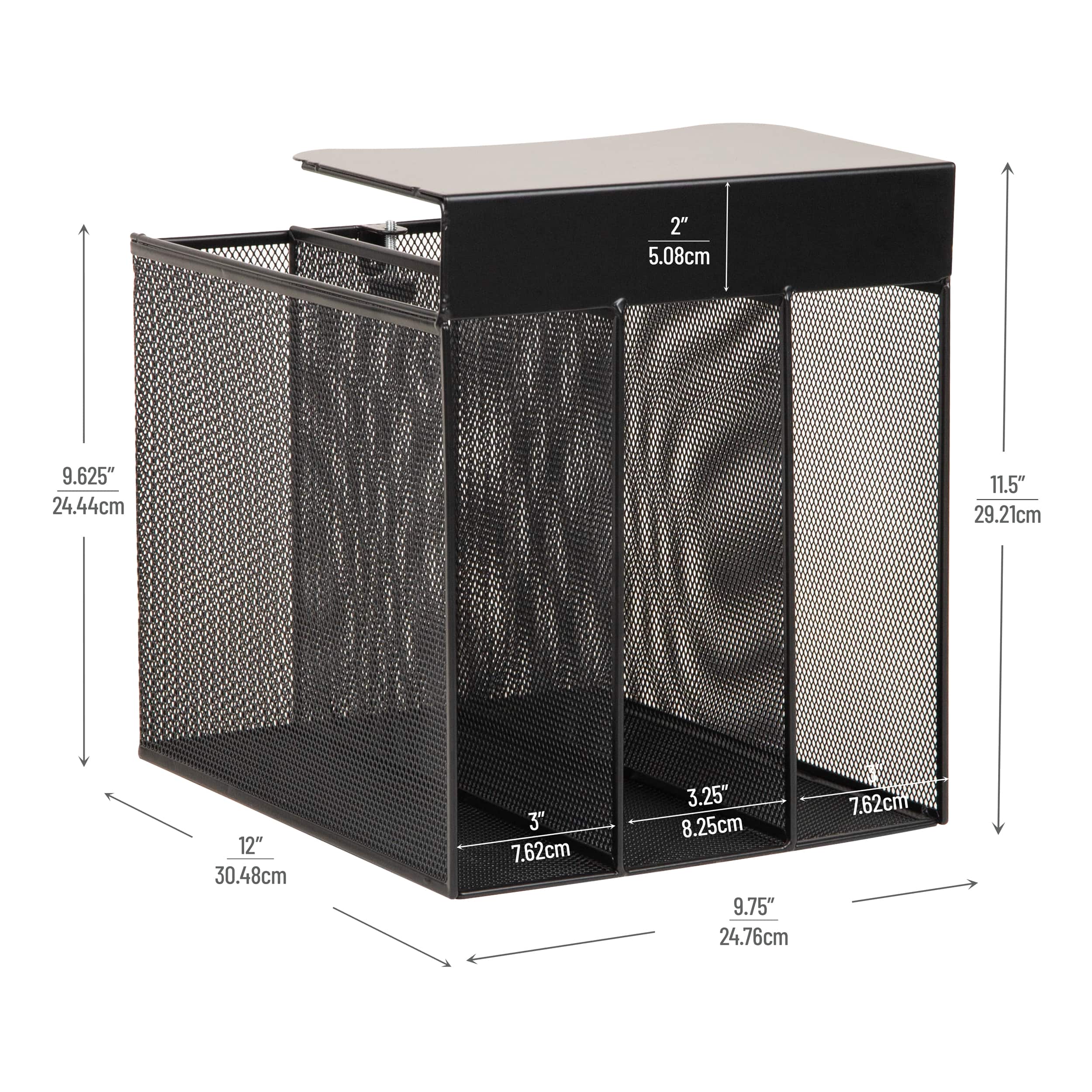 Mind Reader Slide-On Under Desk File Organizer, No Tools Required, Hanging Storage for Laptops, Folders, and Notebooks, Metal, Black