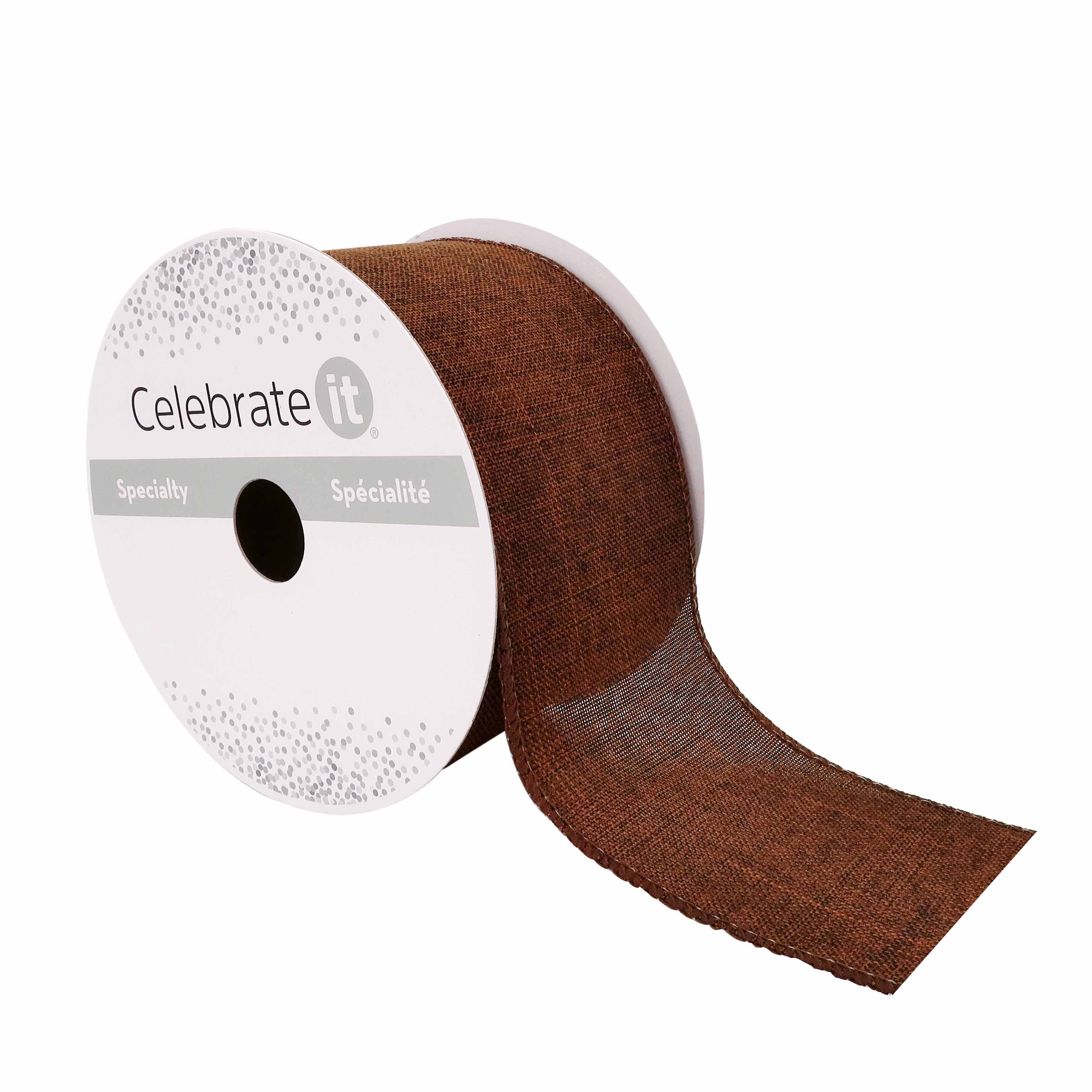 12 Pack: 2.5" x 25ft. Faux Linen Wired Ribbon by Celebrate It™ Décor