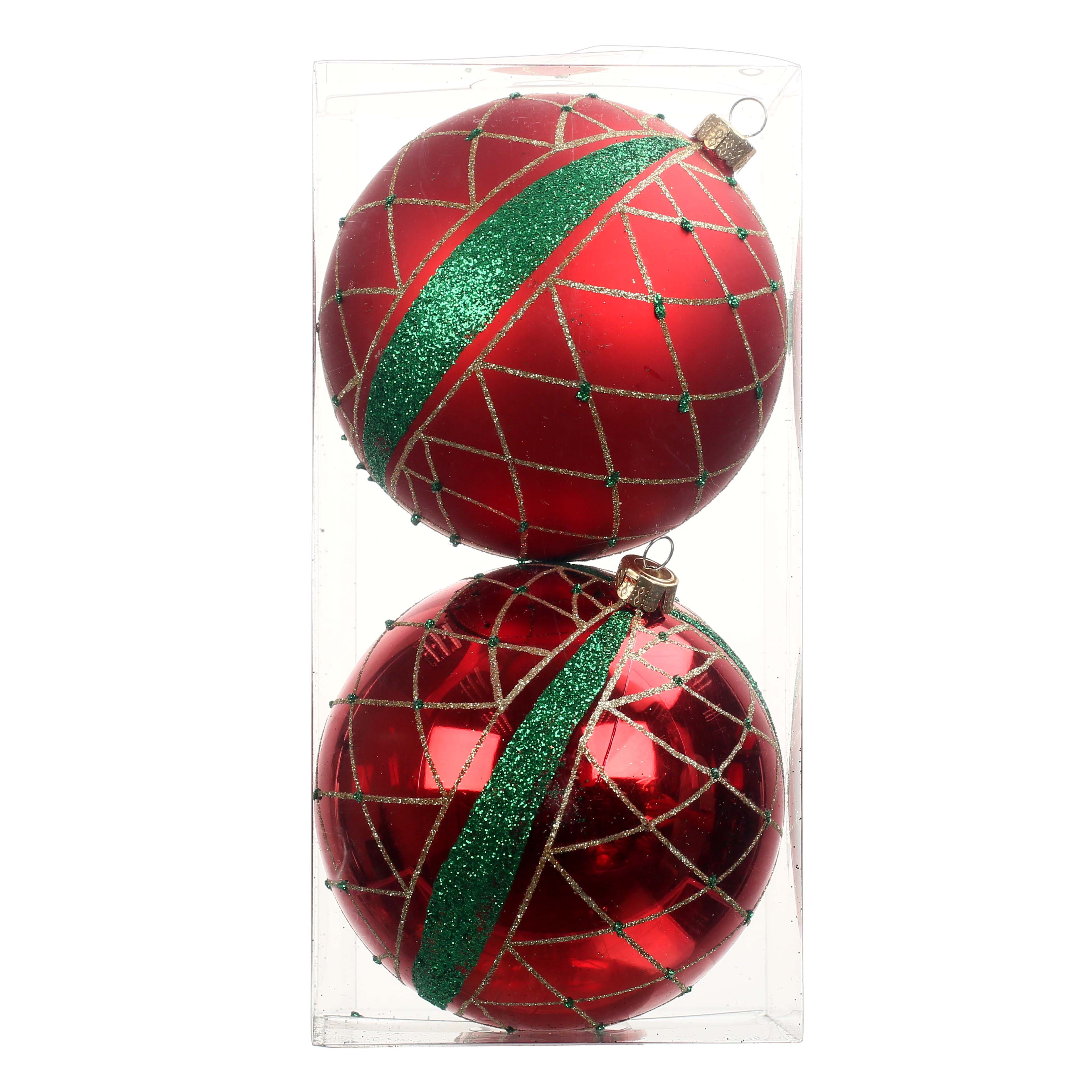 2 Pack 5&#x22; Red Ball Shatterproof Ornaments by Ashland&#xAE;