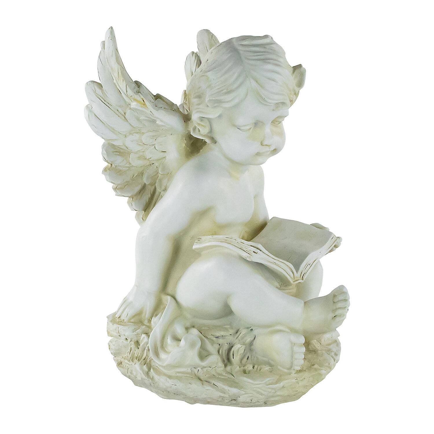 12" Sitting Cherub with Book Outdoor Garden Statue