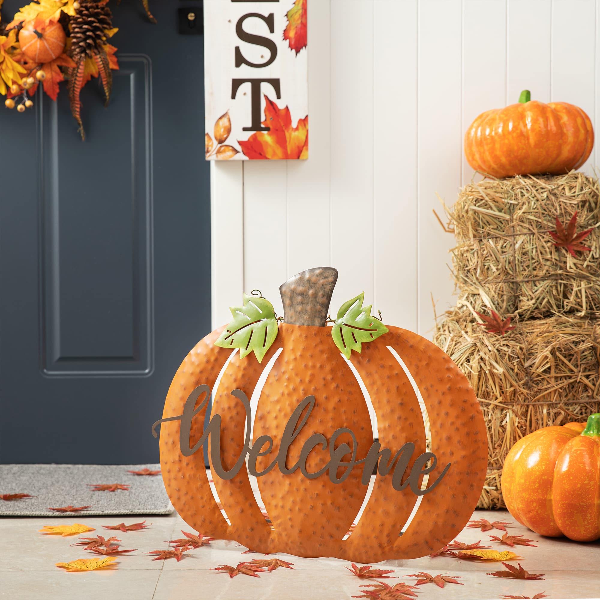 Glitzhome® Metal Welcome Pumpkin Yard Stake