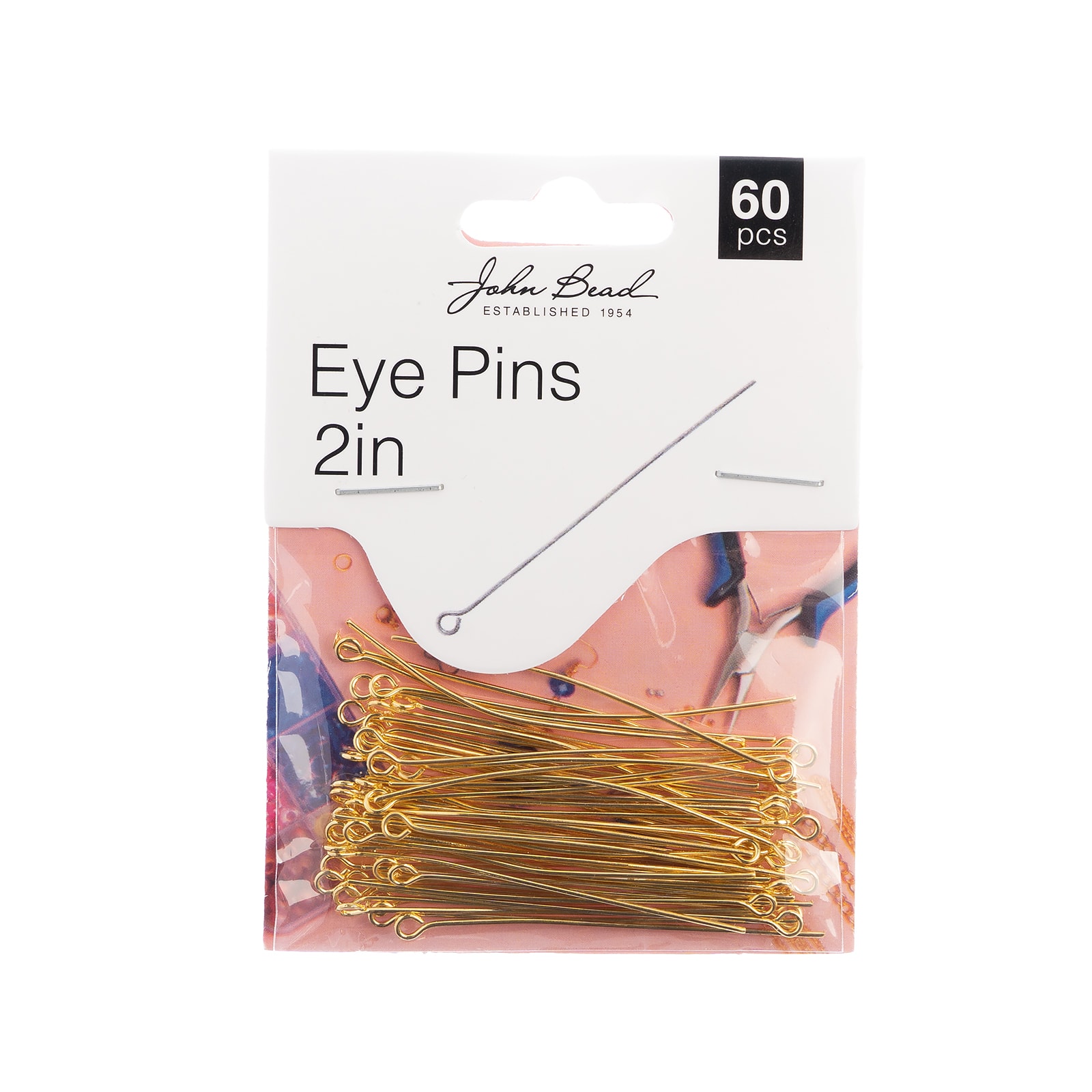 John Bead Must Have Findings 2" Eye Pins, 60ct.