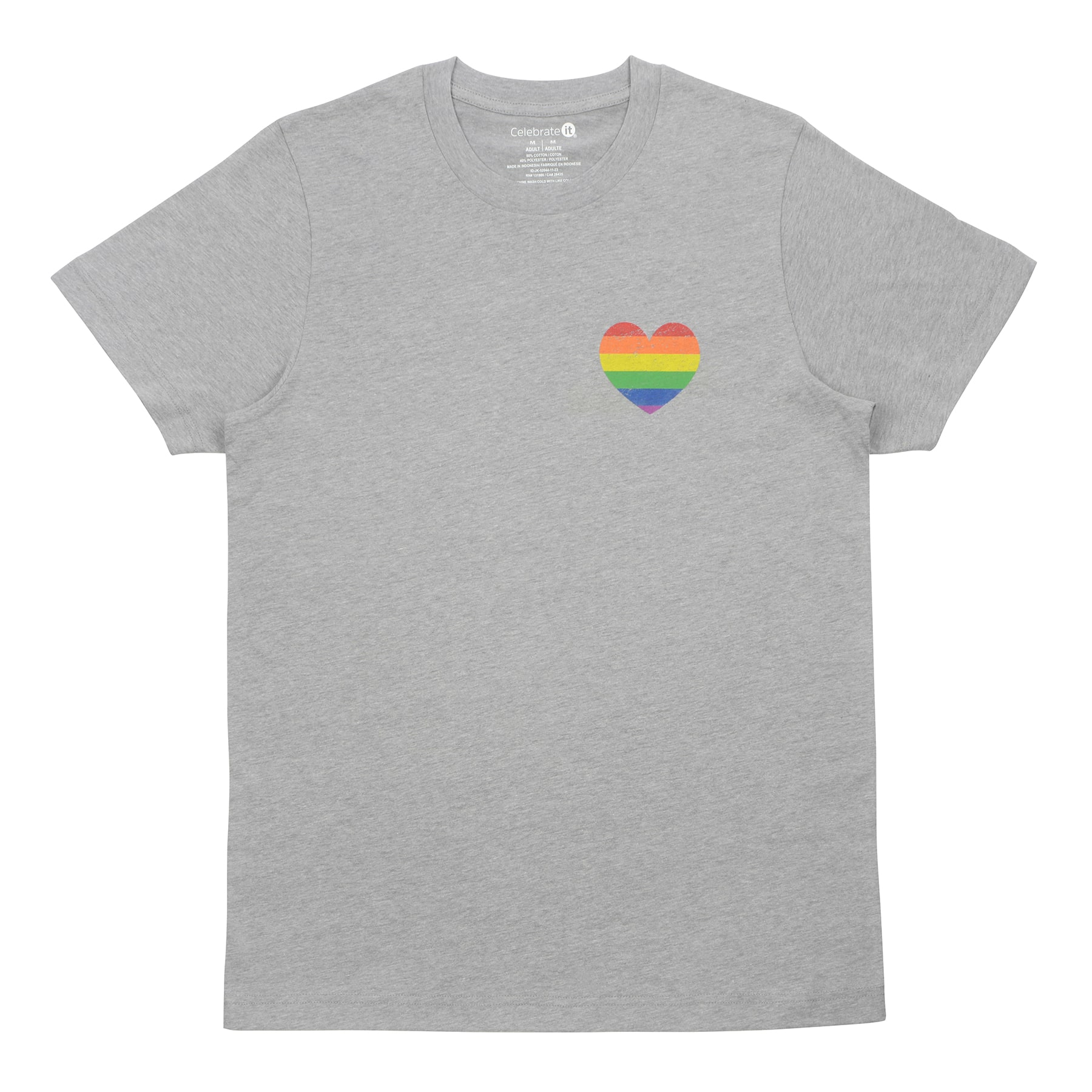 Traditional Pride Flag Heart Adult T-Shirt by Celebrate It&#x2122;