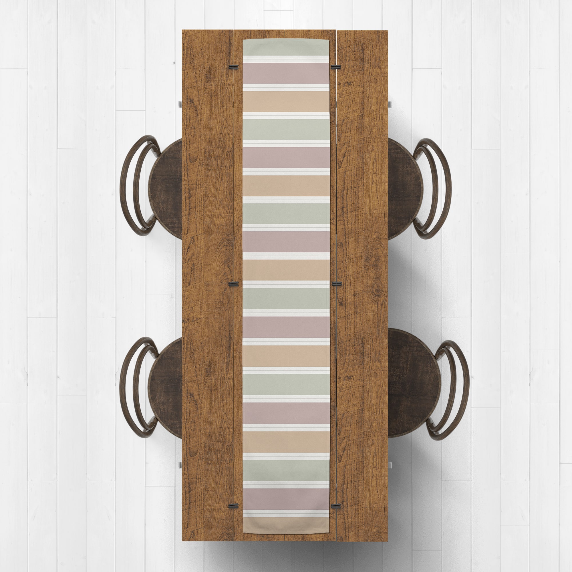 90&#x22; Soft Neutral Stripes Cotton Twill Table Runner