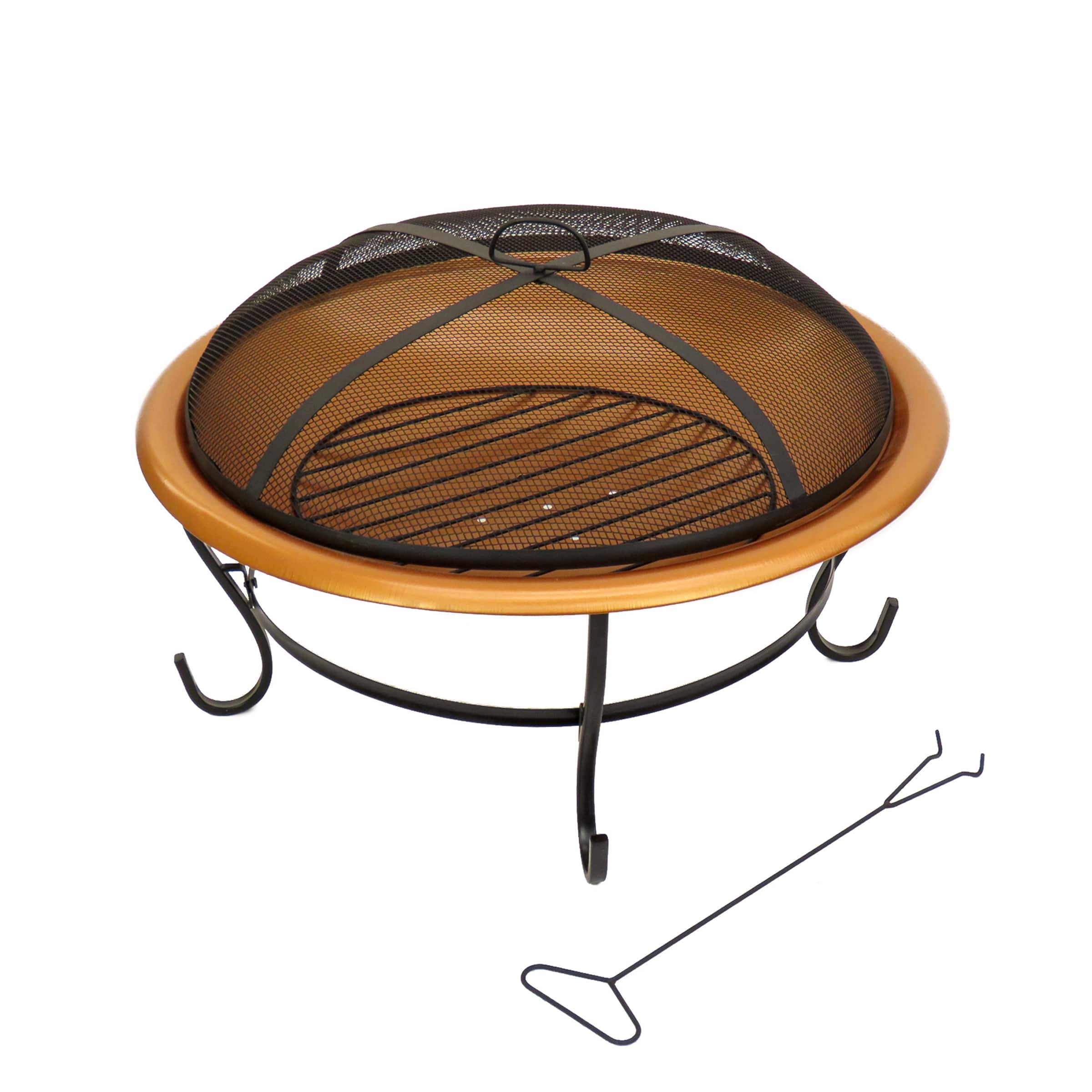 29" Copper Fire Pit with Stand & Screen