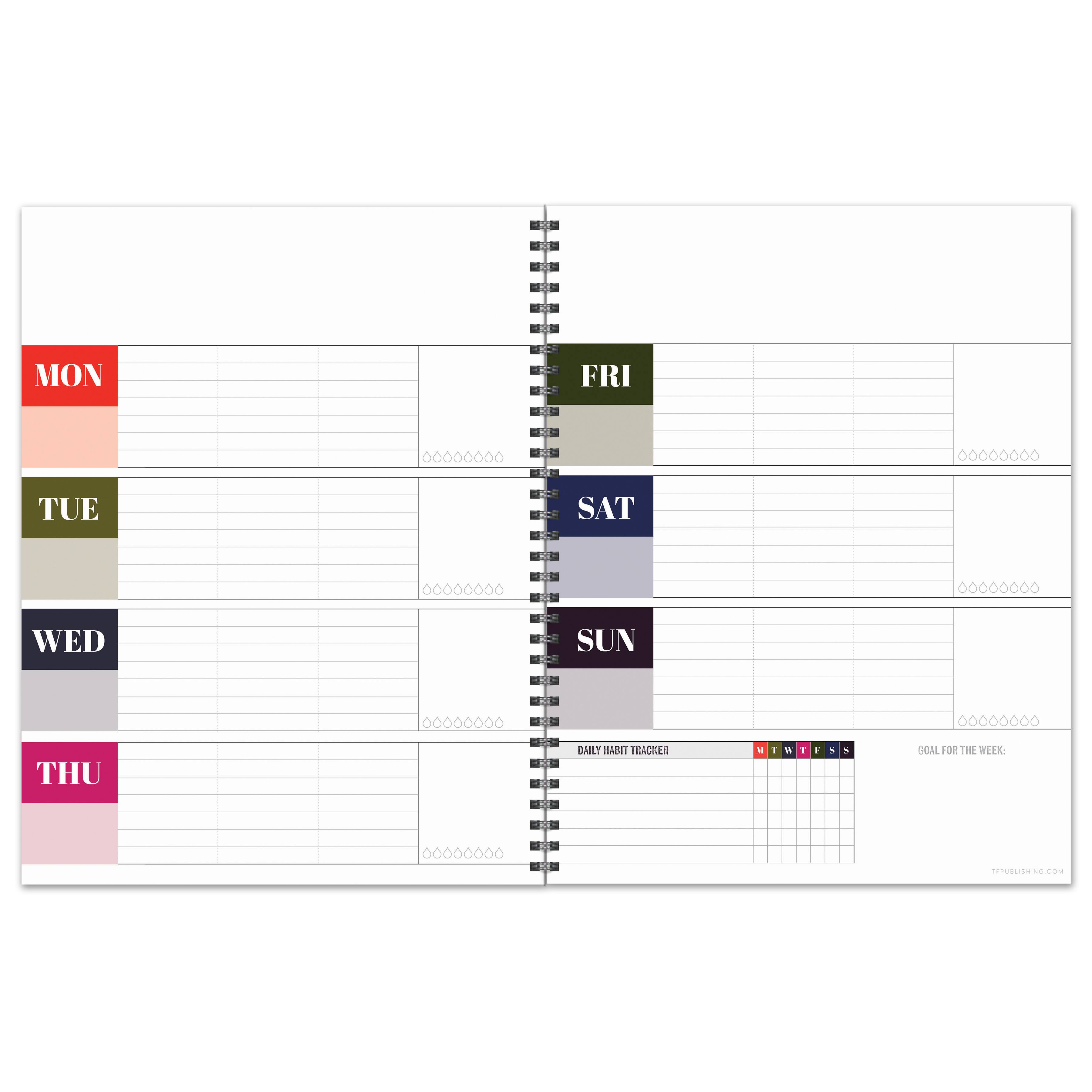 TF Publishing Large Painted Bold Undated Spiral Planner | Weekly ...