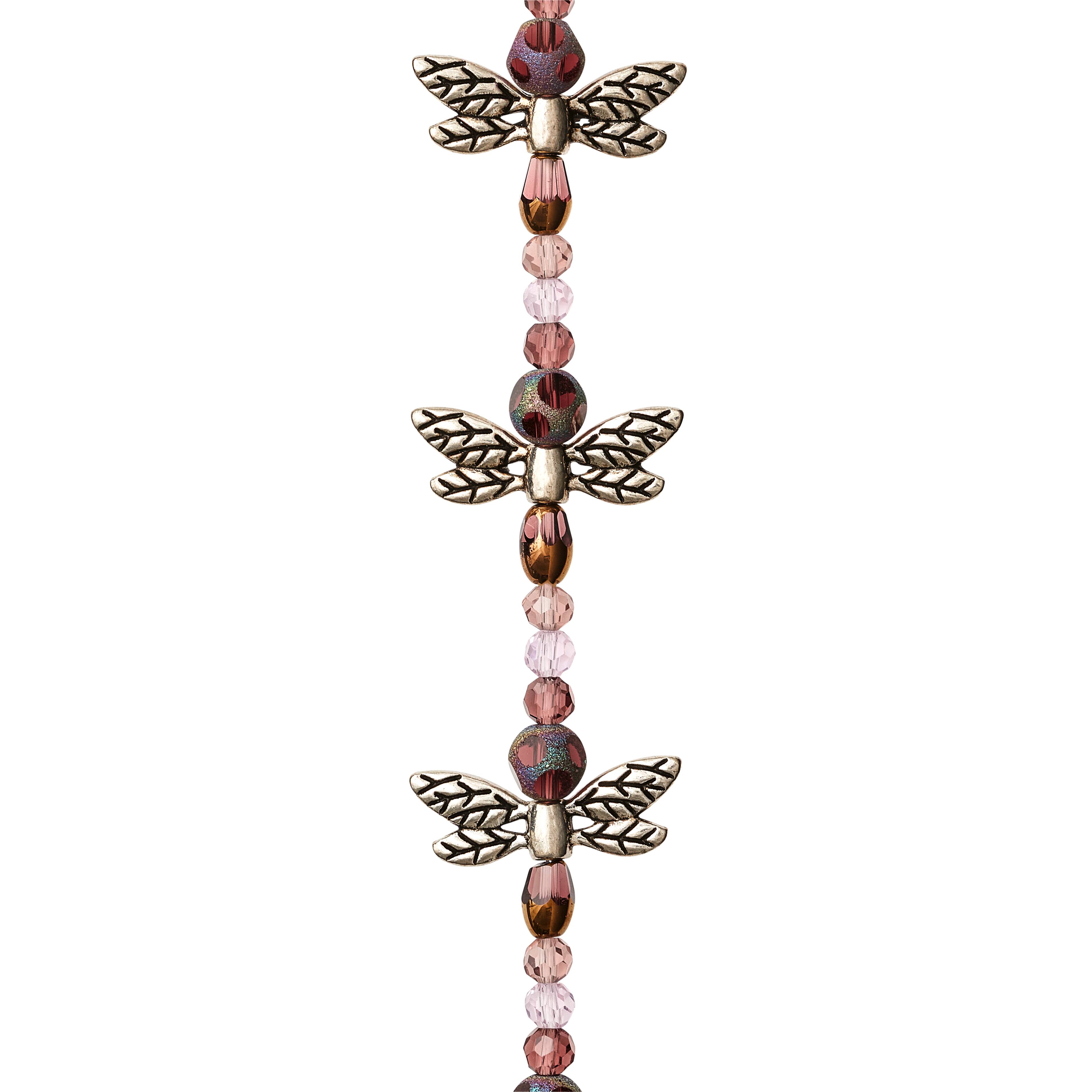 12 Pack: Glass & Metal Dragonfly Beads, 20mm by Bead Landing™