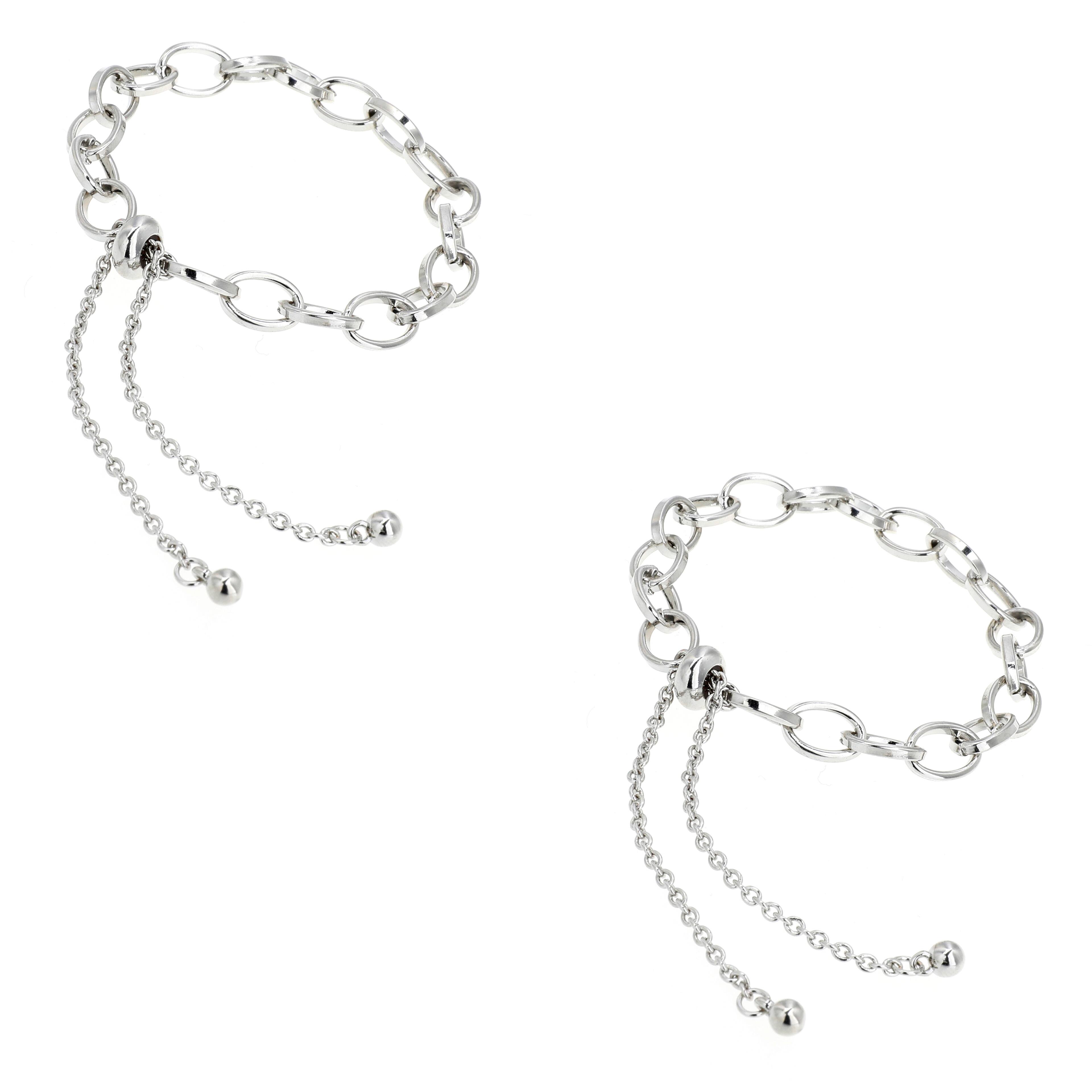 Rhodium Cable Slider Charm Bracelets, 2ct. by Bead Landing™