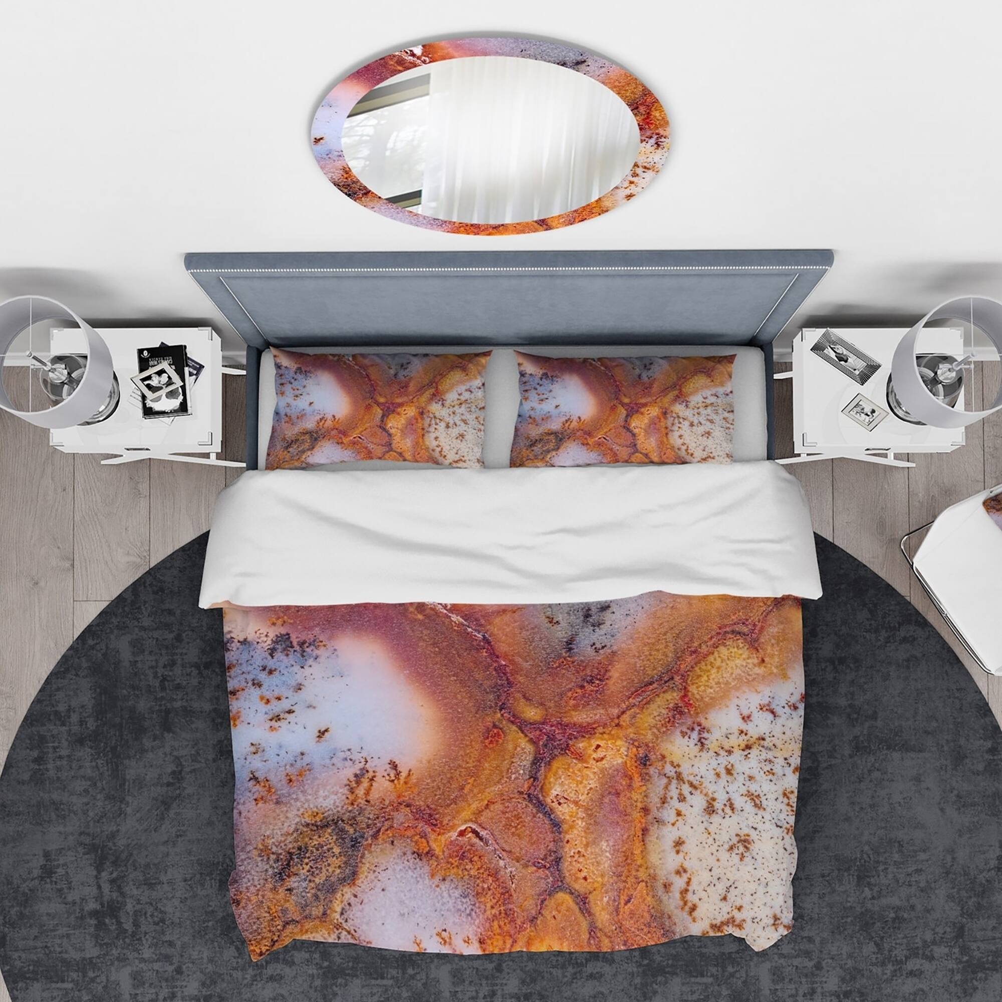 Designart 'Moss Agate with crack' Stone Bedding Set - Duvet Cover & Shams