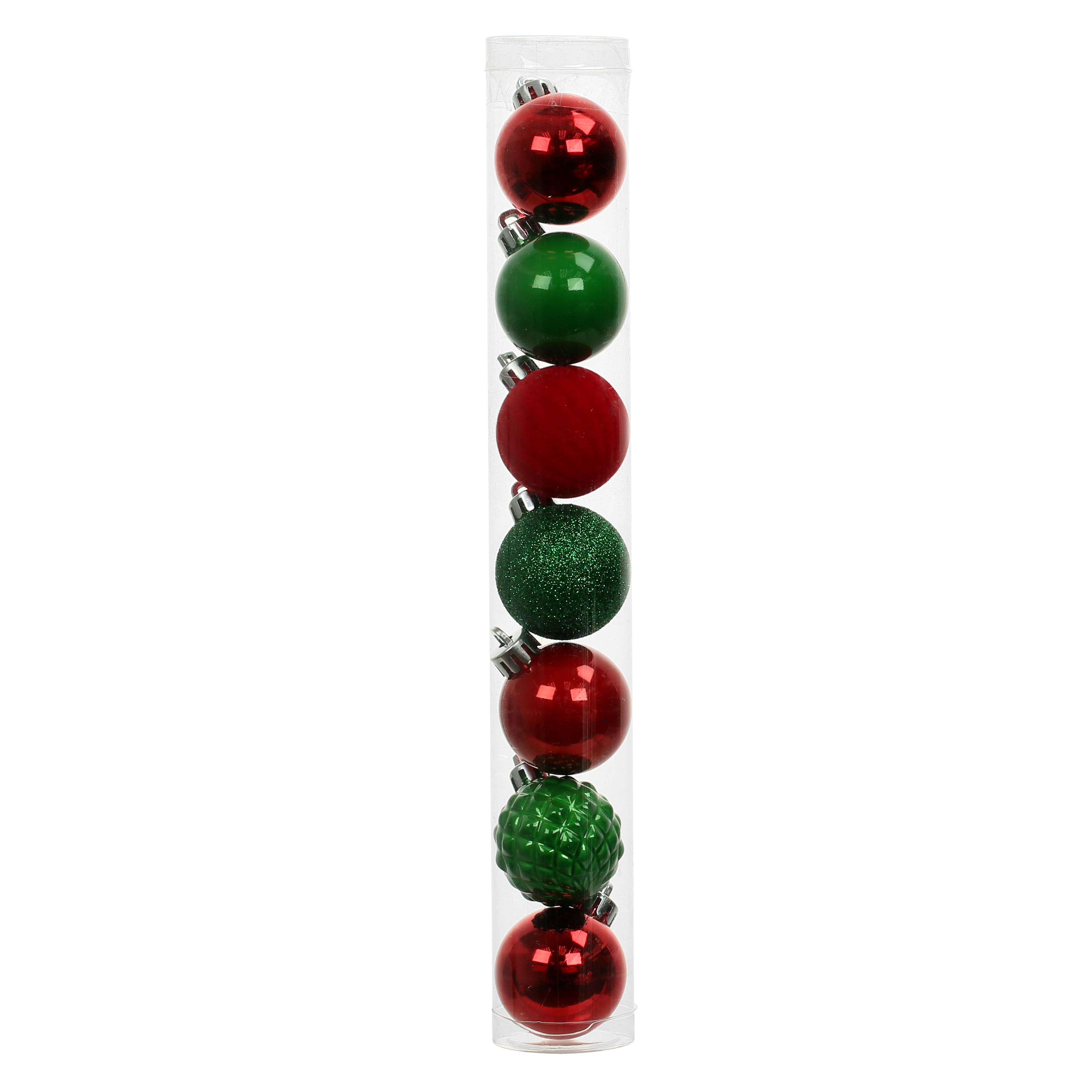 7 Pack 1.5&#x22; Red, Green &#x26; White Shatterproof Ball Ornaments by Ashland&#xAE;