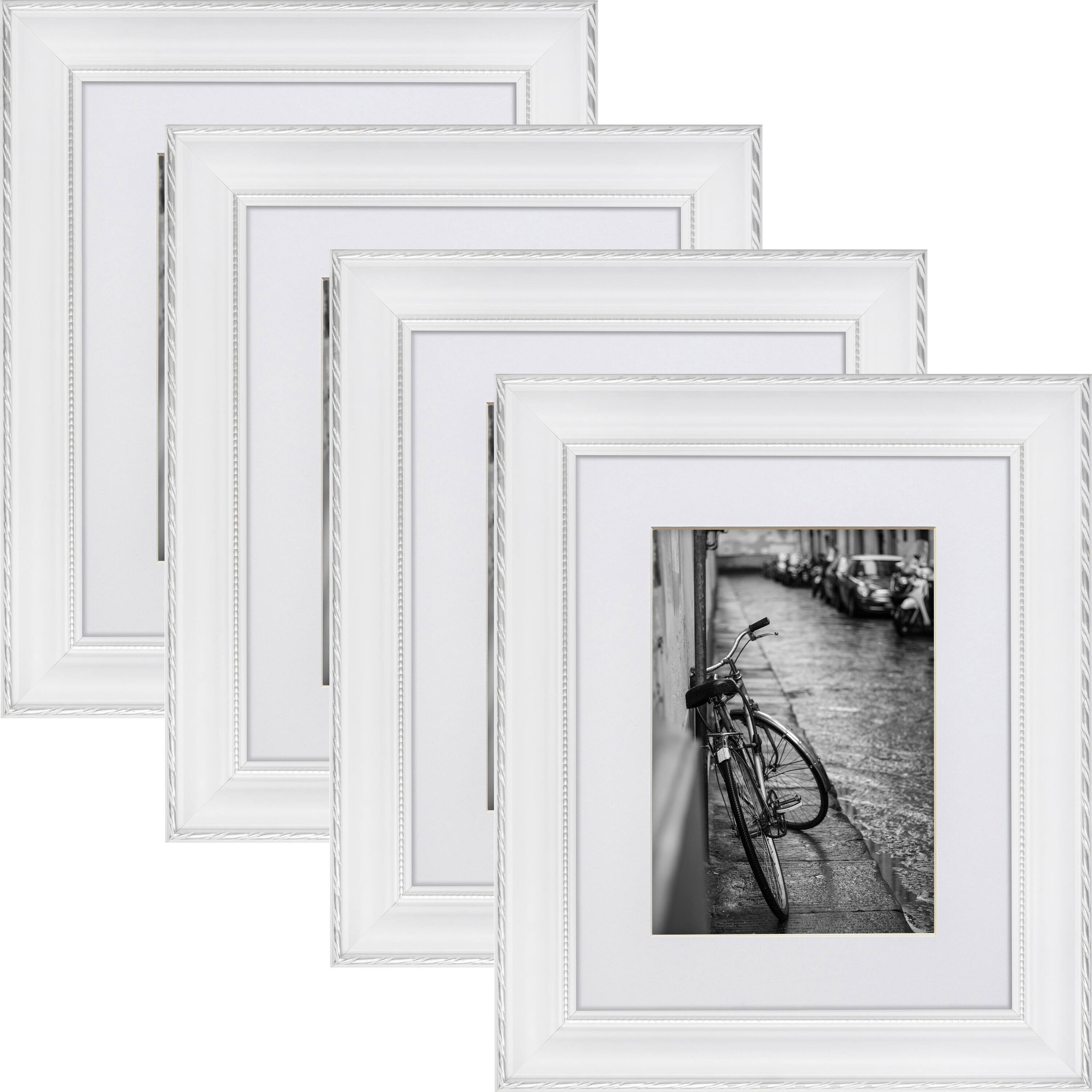 4 Pack Craig Frames Victoria White &#x26; Silver Picture Frame with Mat