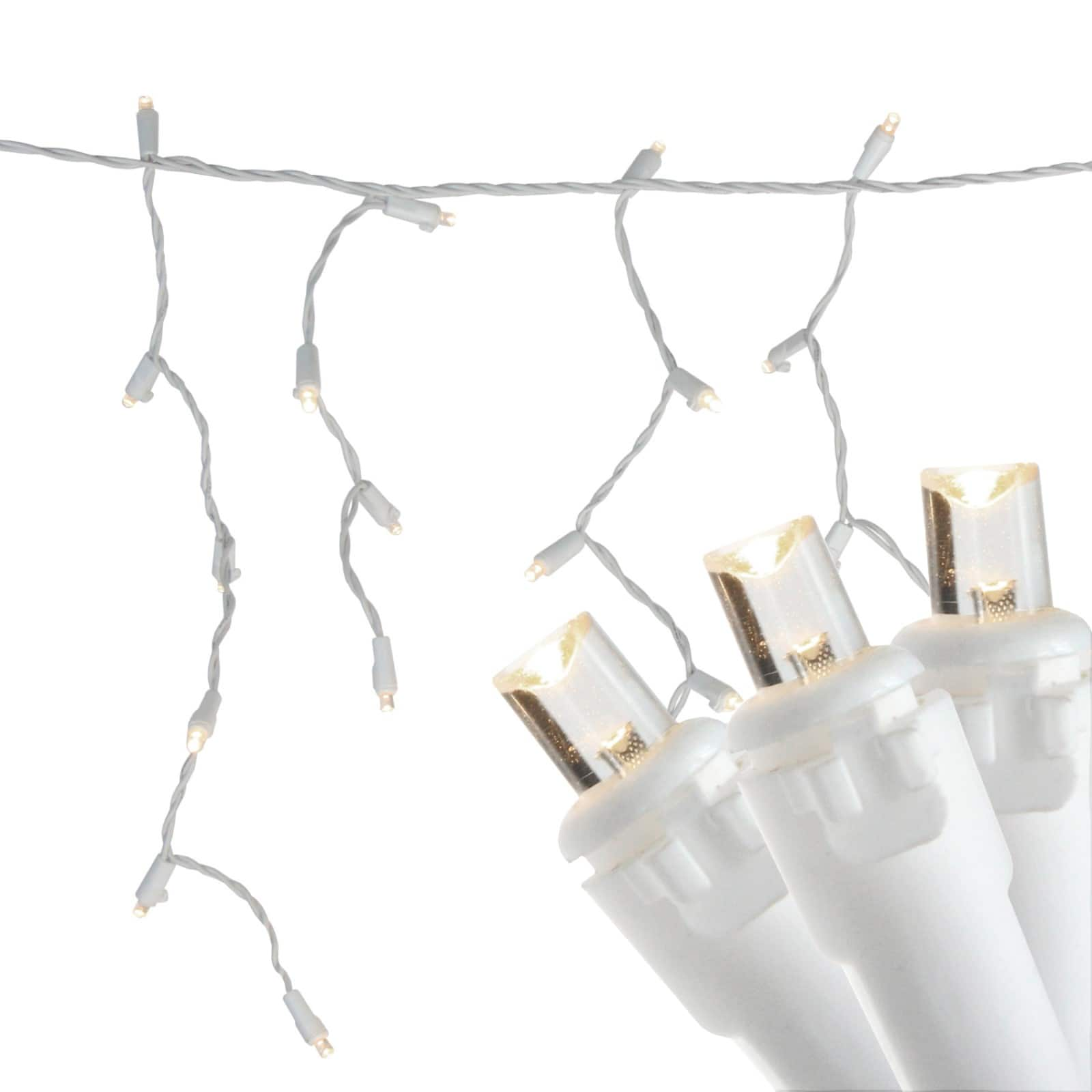 100ct. LED Wide Angle Icicle Christmas Lights With White Wire