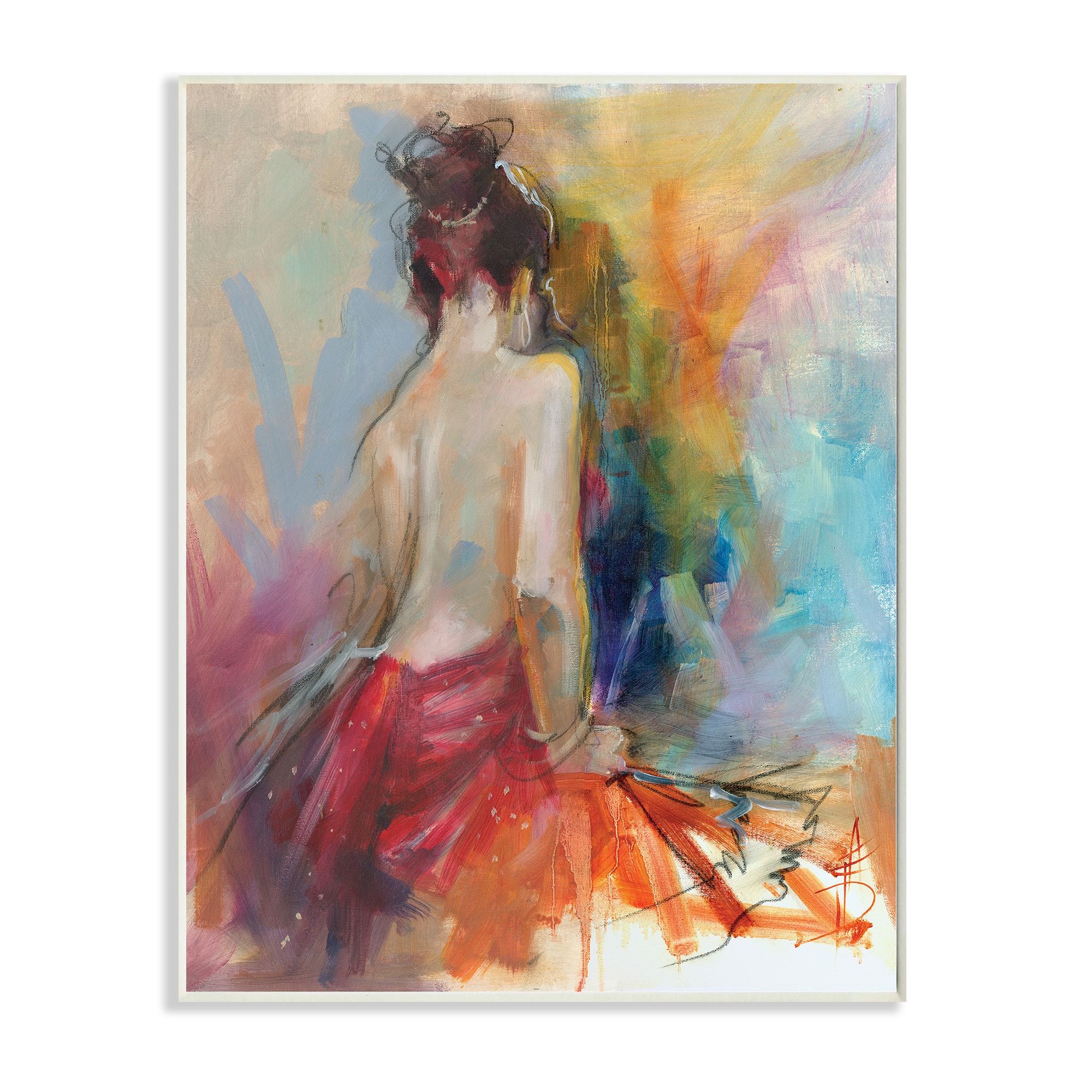Stupell Industries Contemporary Female Pose Energetic Brush Strokes Wall Plaque