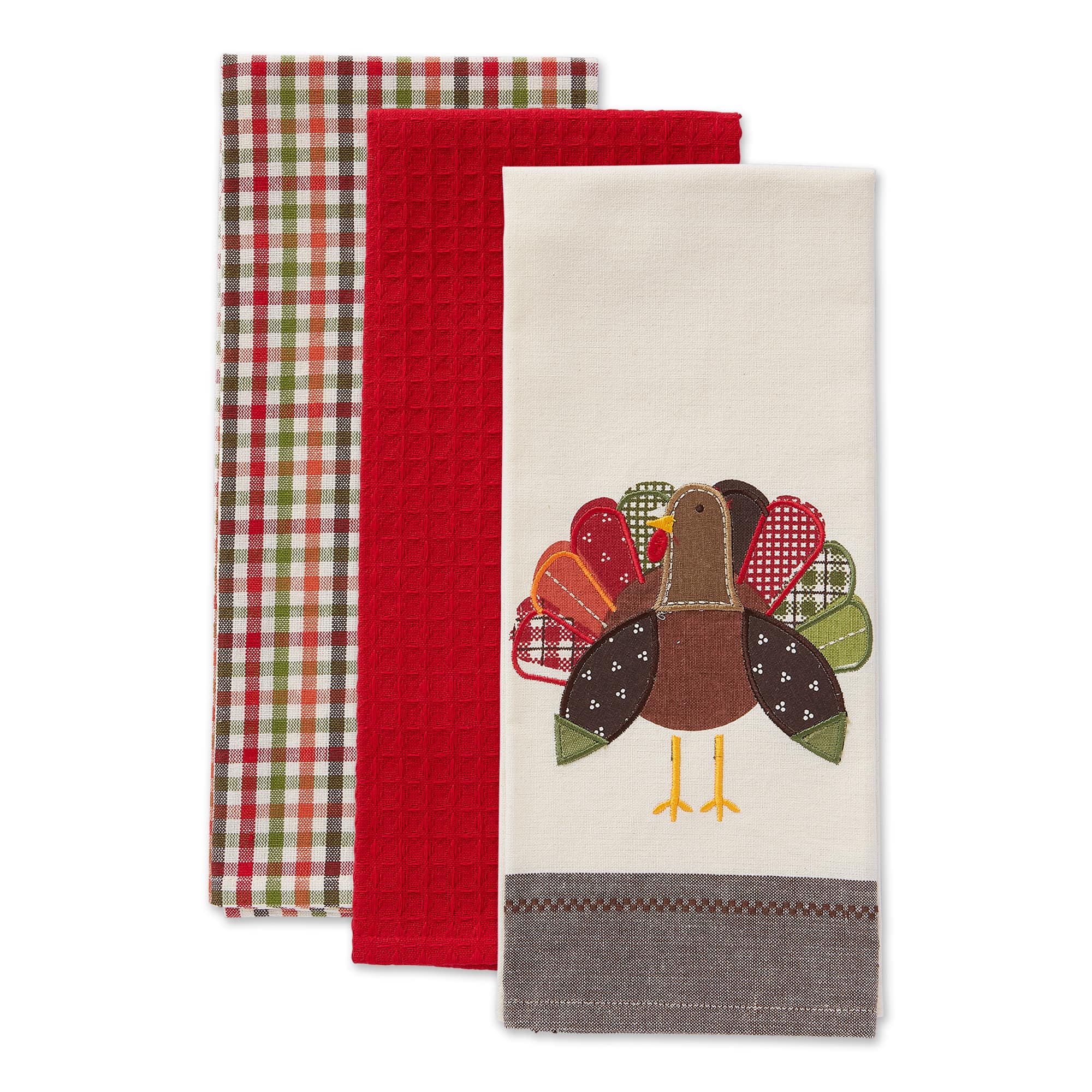 DII&#xAE; Assorted Fall Turkey Embroidered Dishtowel Set