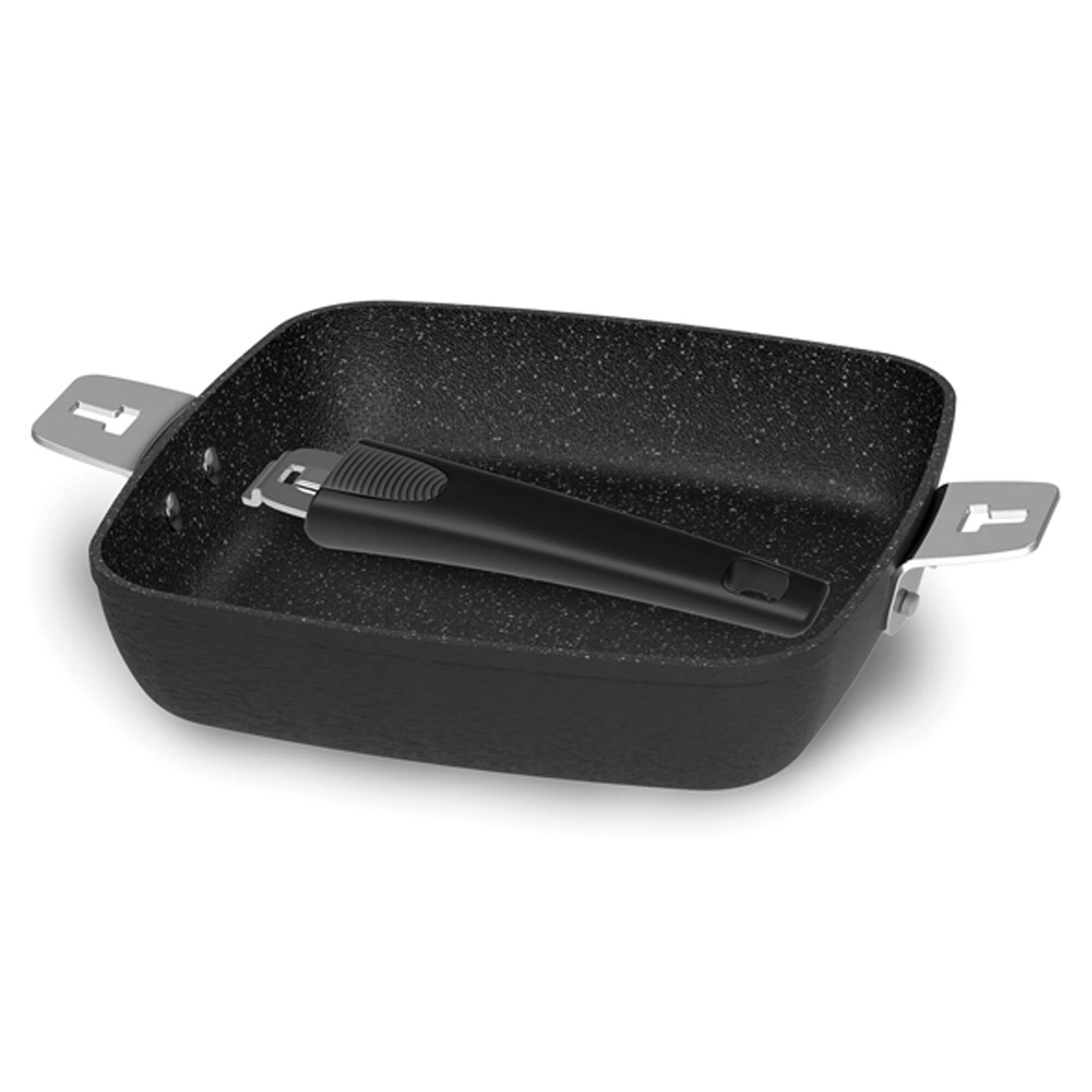 The Rock&#xAE; by Starfrit&#xAE; 9&#x22; Fry Pan &#x26; Square Dish with T-Lock Detachable Handle