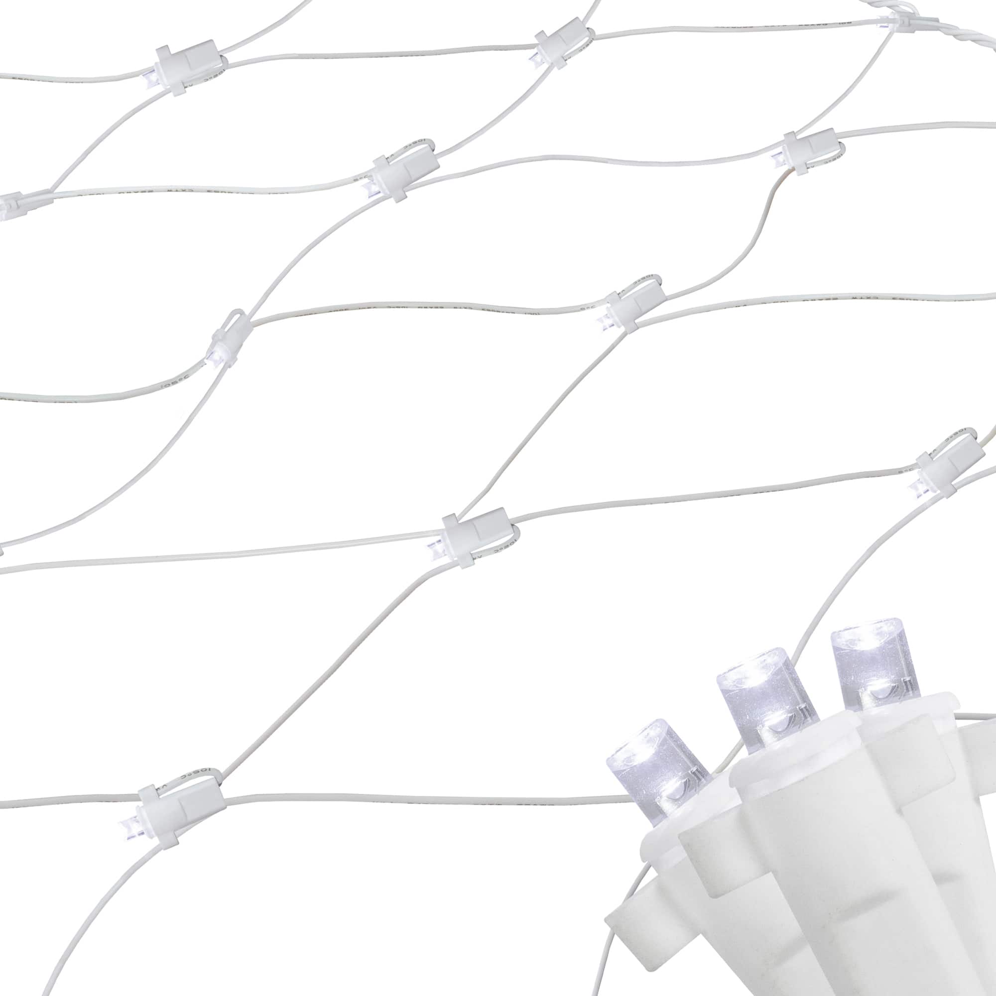4' x 6' Pure White LED Wide Angle Net Style Christmas Lights White Wire
