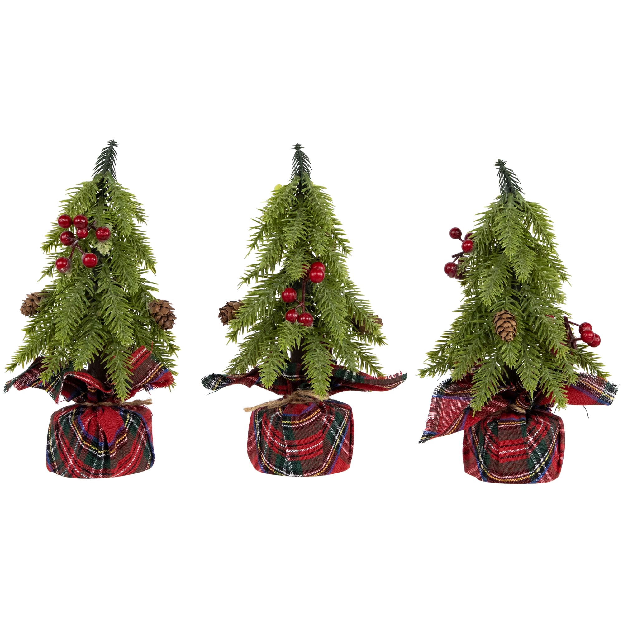 3 Pack 9&#x22; Unlit Mini Downswept Pine Artificial Christmas Tree