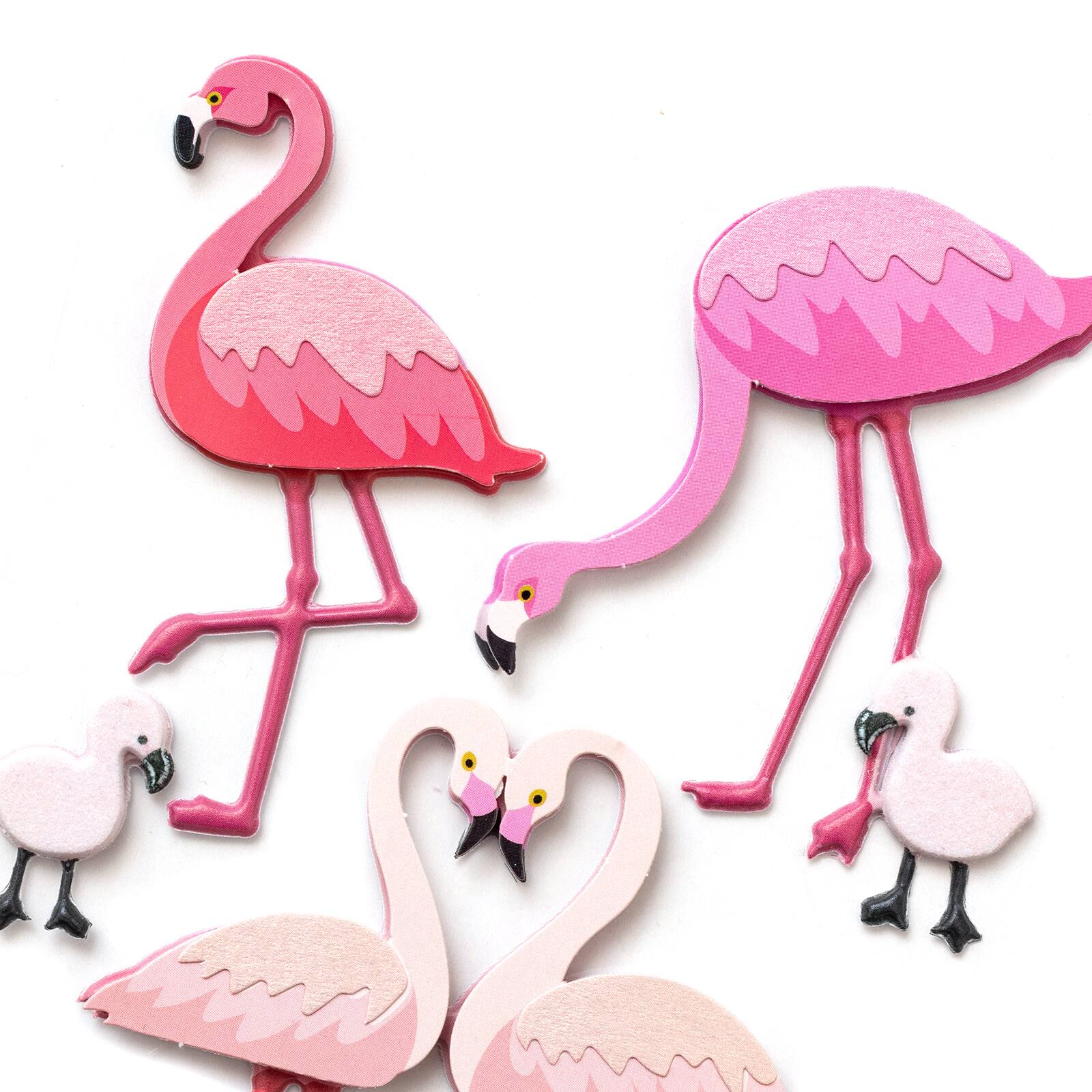 45 FLAMINGO STICKERS-SCRAPBOOKING FLAMINGOS EMBELLISHMENTS-STICKY PAPER LABELS 