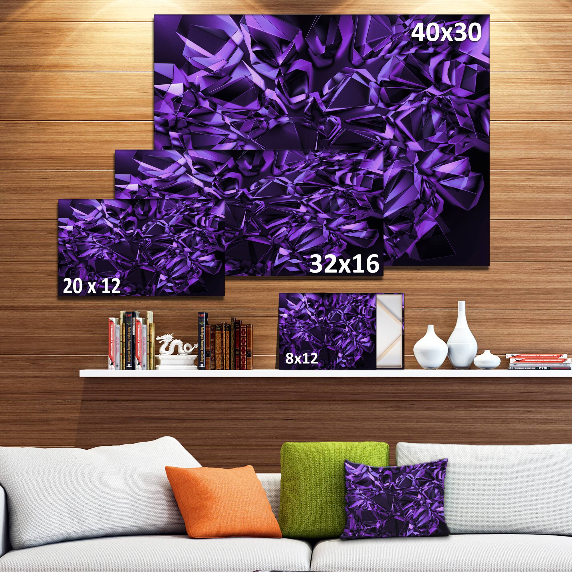 Designart - Purple Crystal Texture Design - Abstract Canvas Art Print