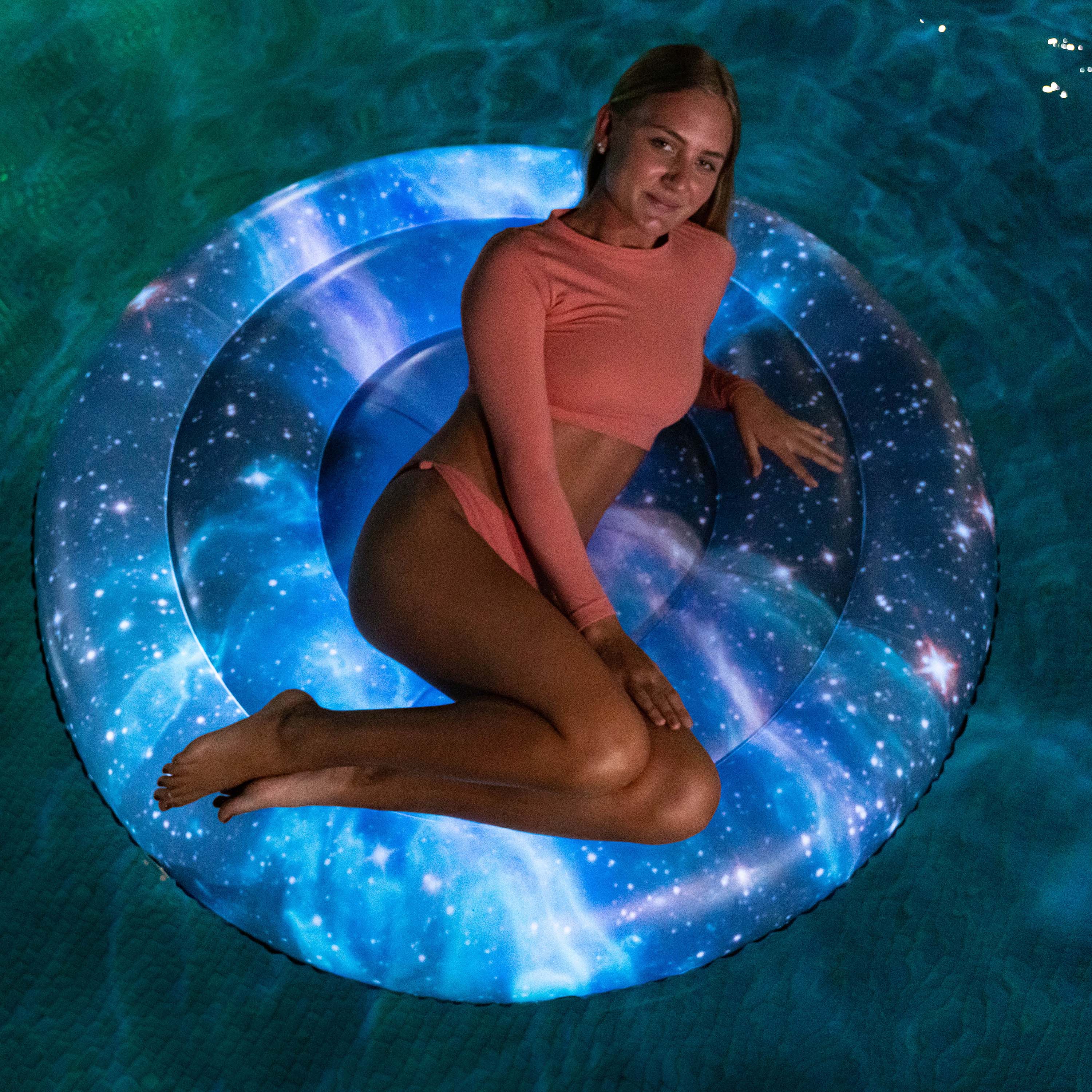 PoolCandy 60&#x22; Illuminated Galaxy LED Jumbo Island Butterfly Nebula Float