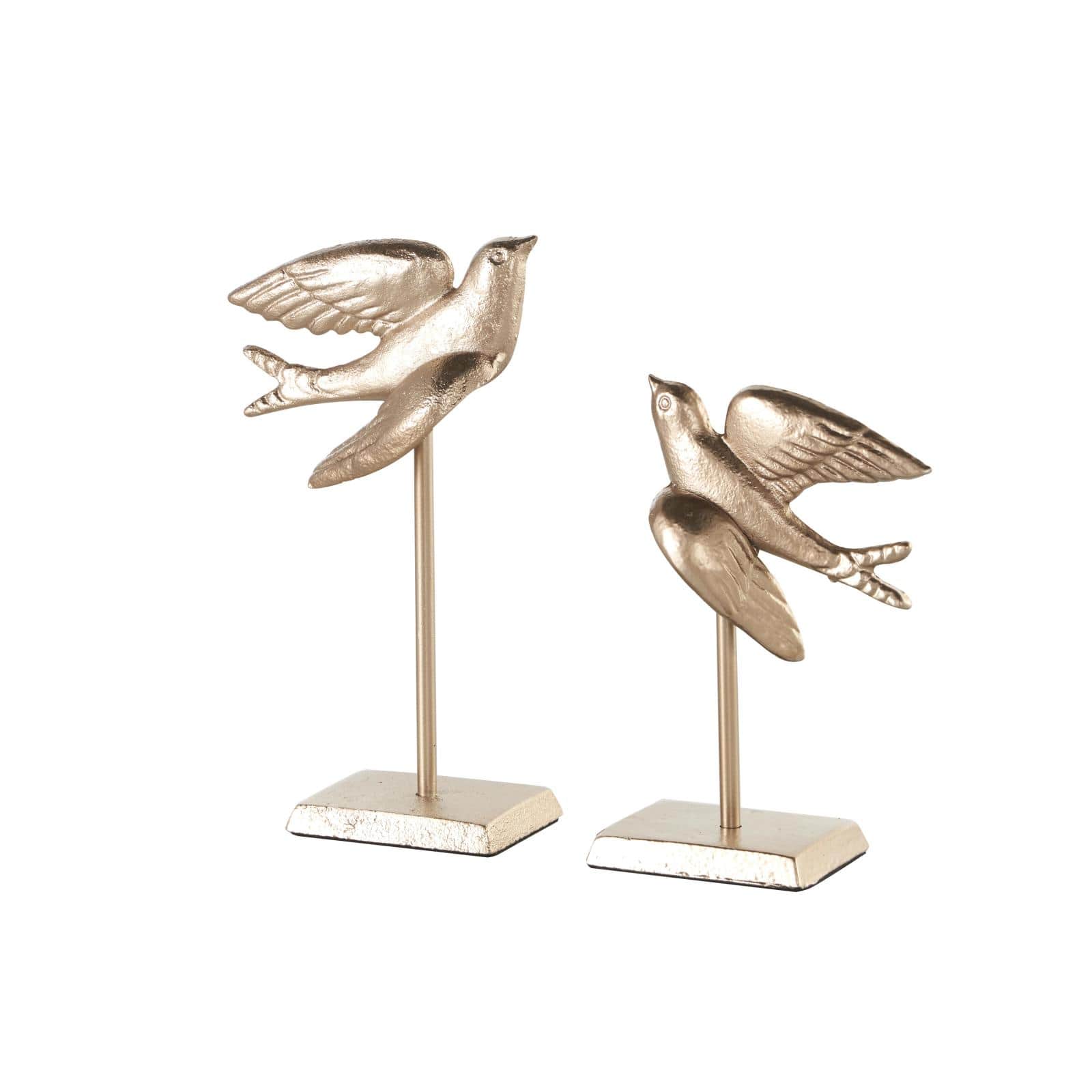 Gold Metal Bird Metallic Sculpture Set