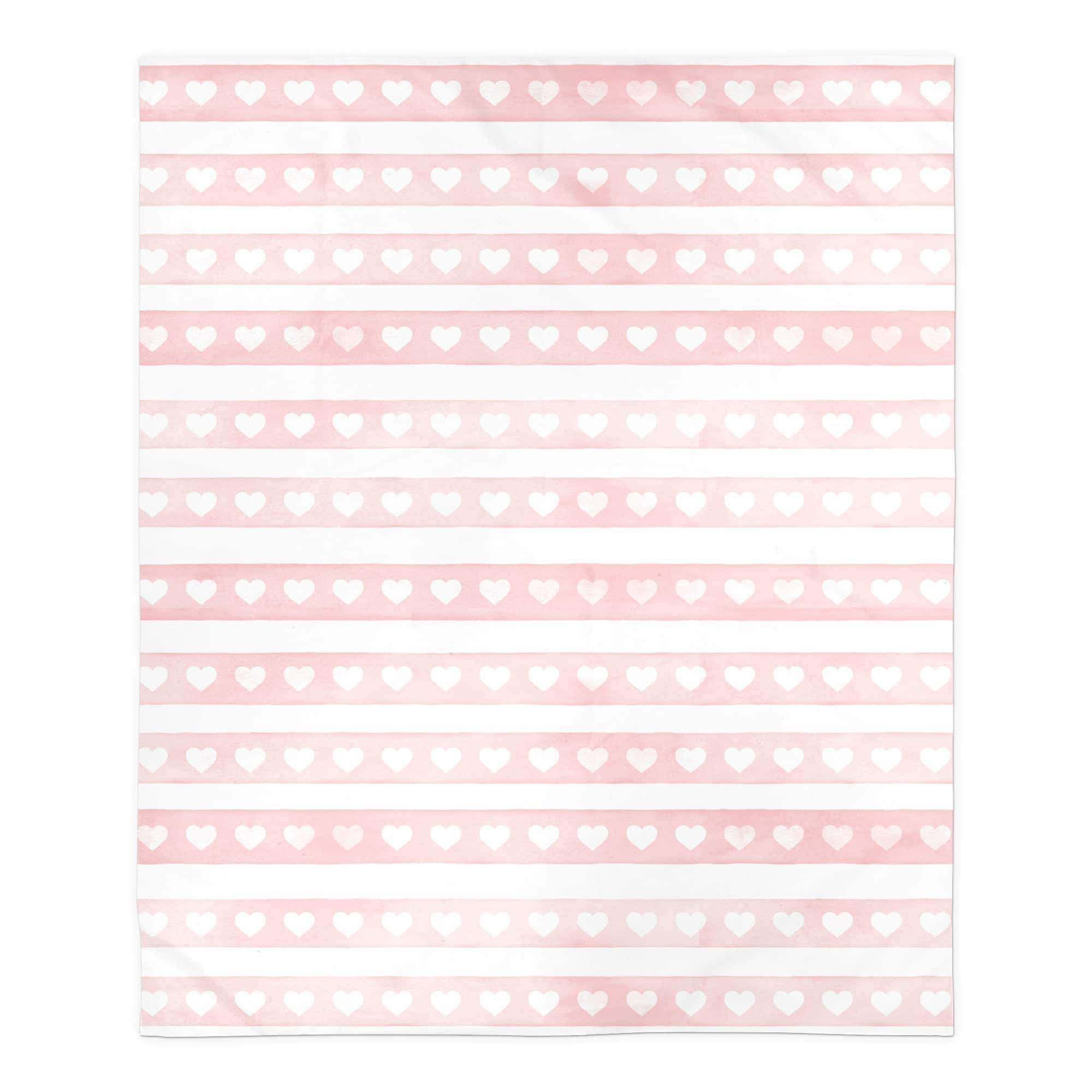 Watercolor Stripe Heart Sherpa Fleece Throw Blanket