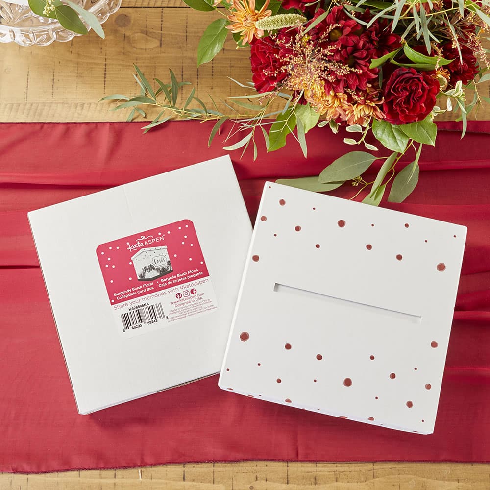 Kate Aspen&#xAE; Burgundy Blush Floral Collapsible Card Box