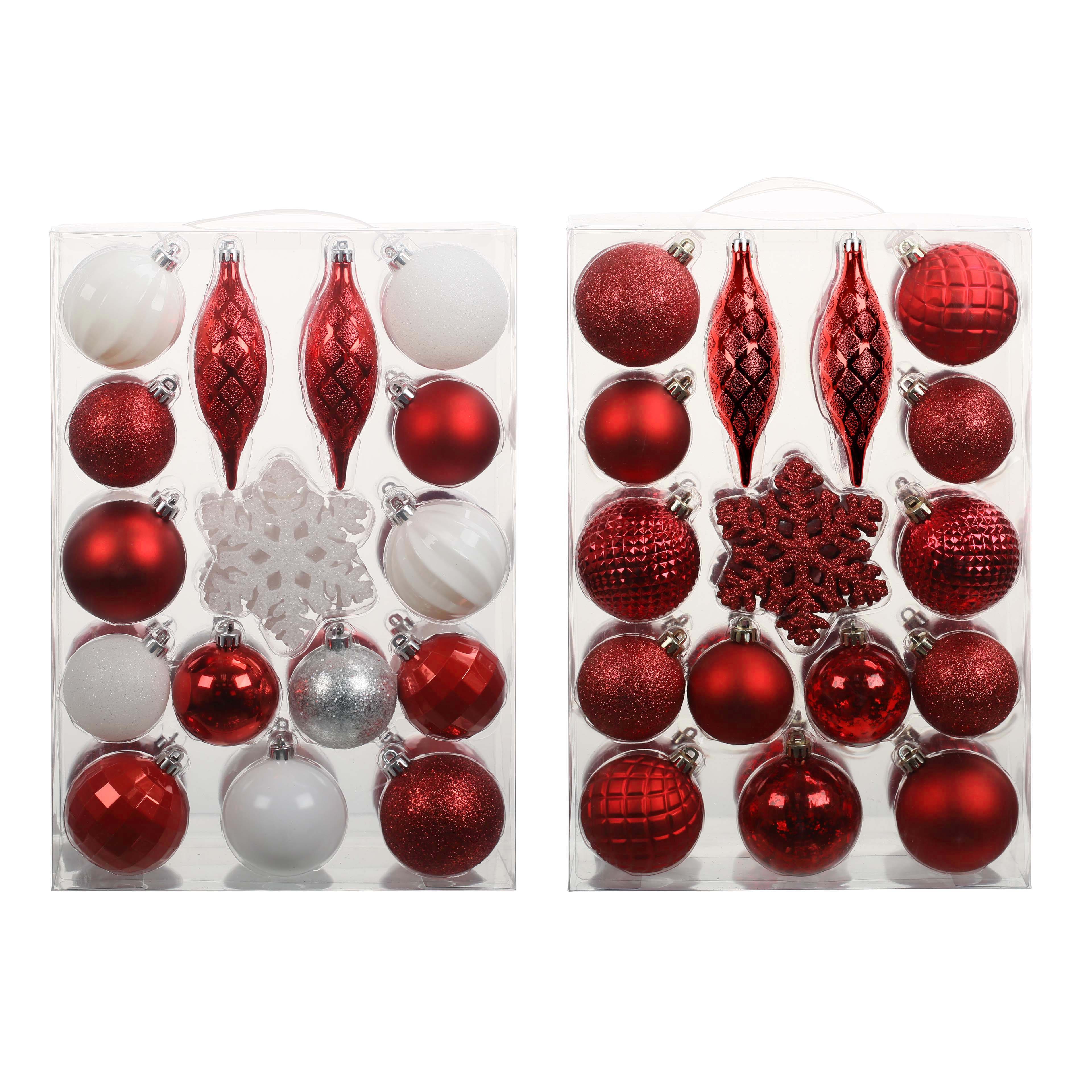 Assorted 40 Pack Red &#x26; White Mixed Ornaments by Ashland&#xAE;