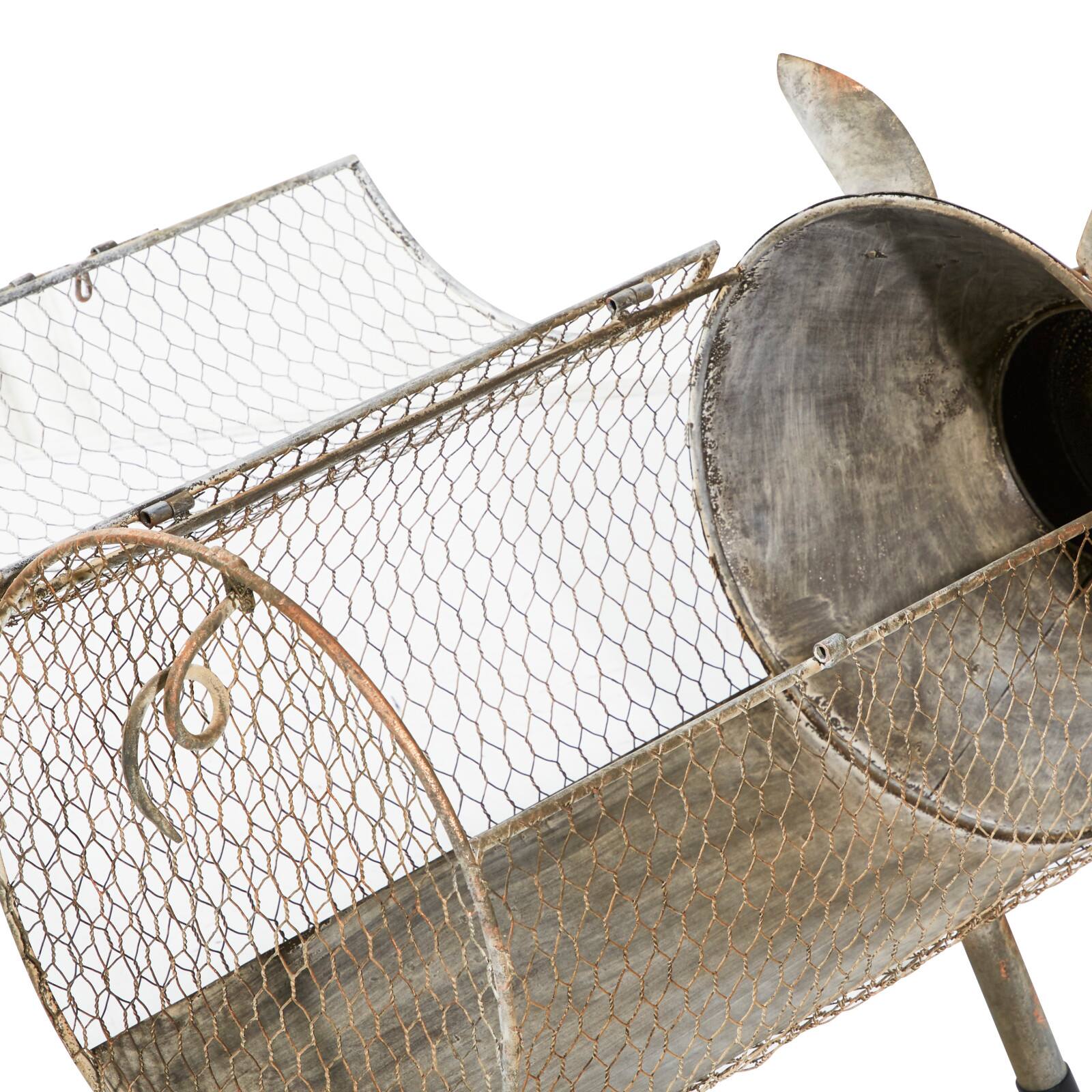 Gray Distressed Metal Farmhouse Pig Planter Set