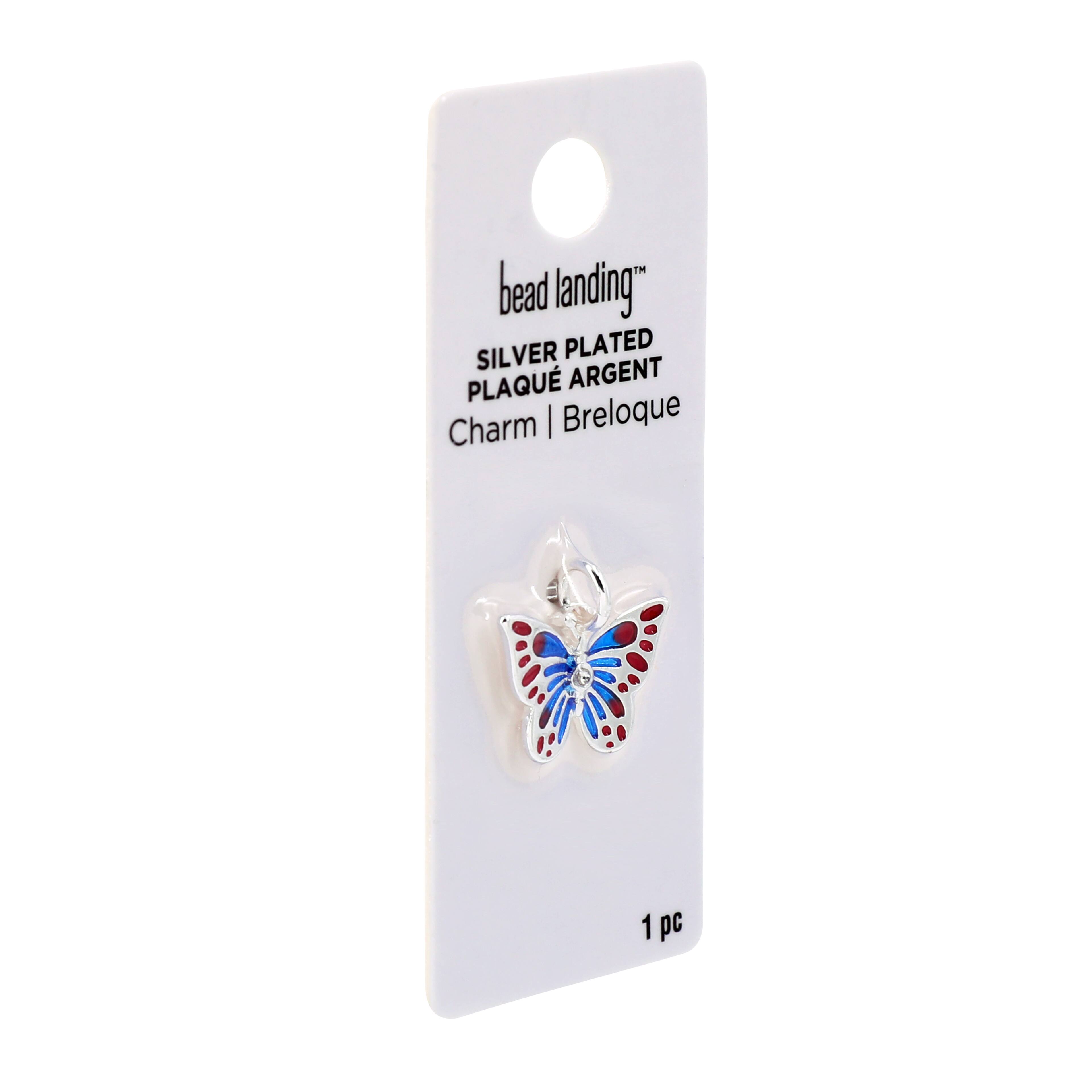 Silver Plated Enamel Butterfly Charm by Bead Landing™