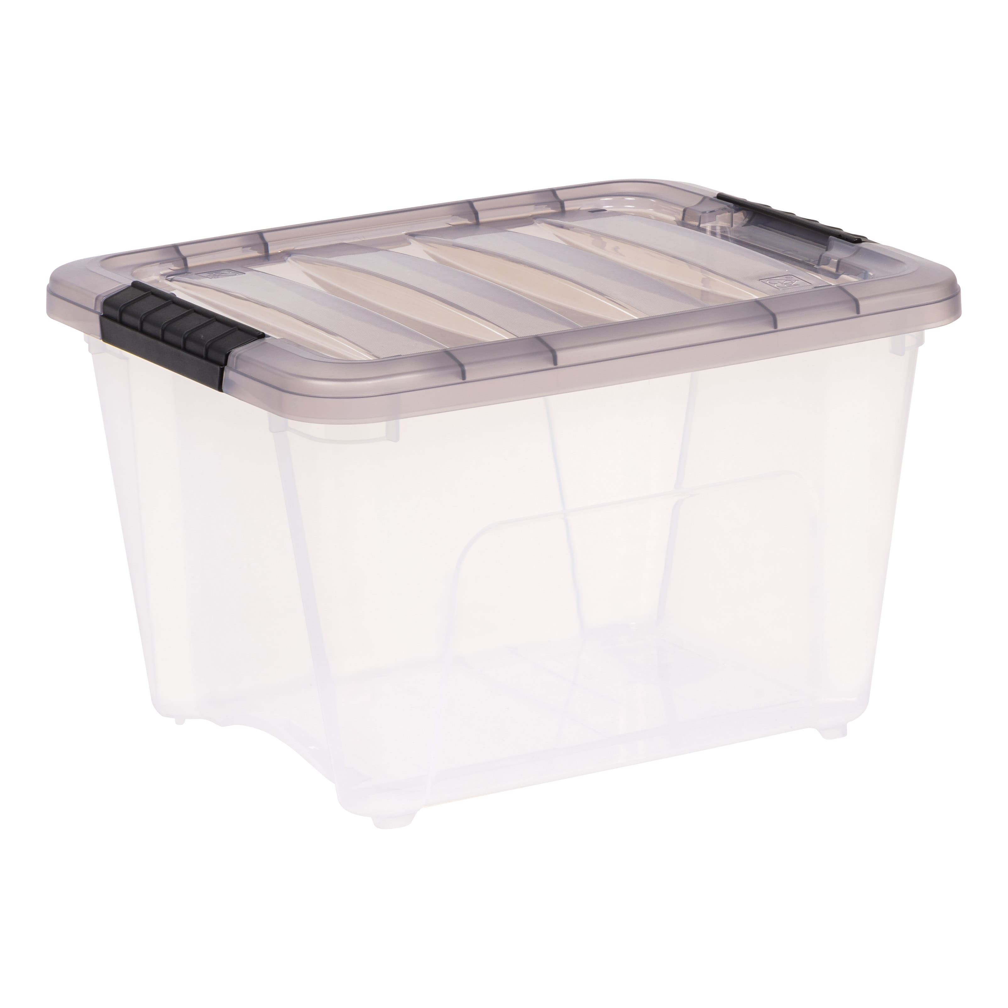 IRIS® Stack & Pull™ Clear Storage Box with Gray Lid