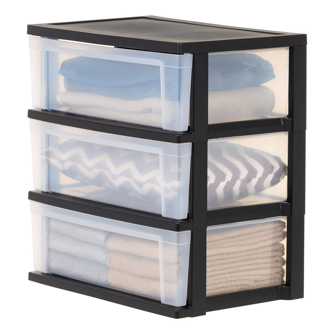 IRIS&#xAE; 29qt. Black &#x26; Clear Wide 3-Drawer Chests, 2ct.