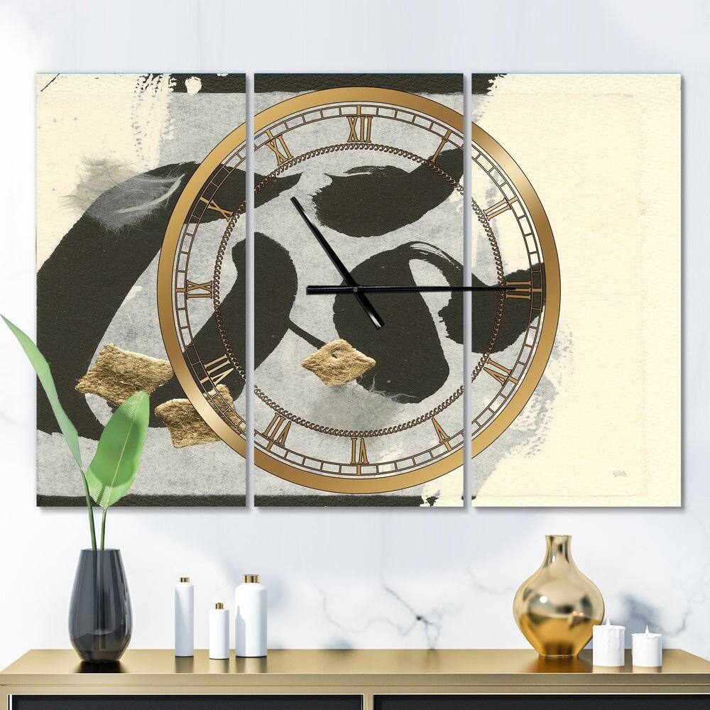 Designart Glam Collage Modern 3 Panel Wall Clock