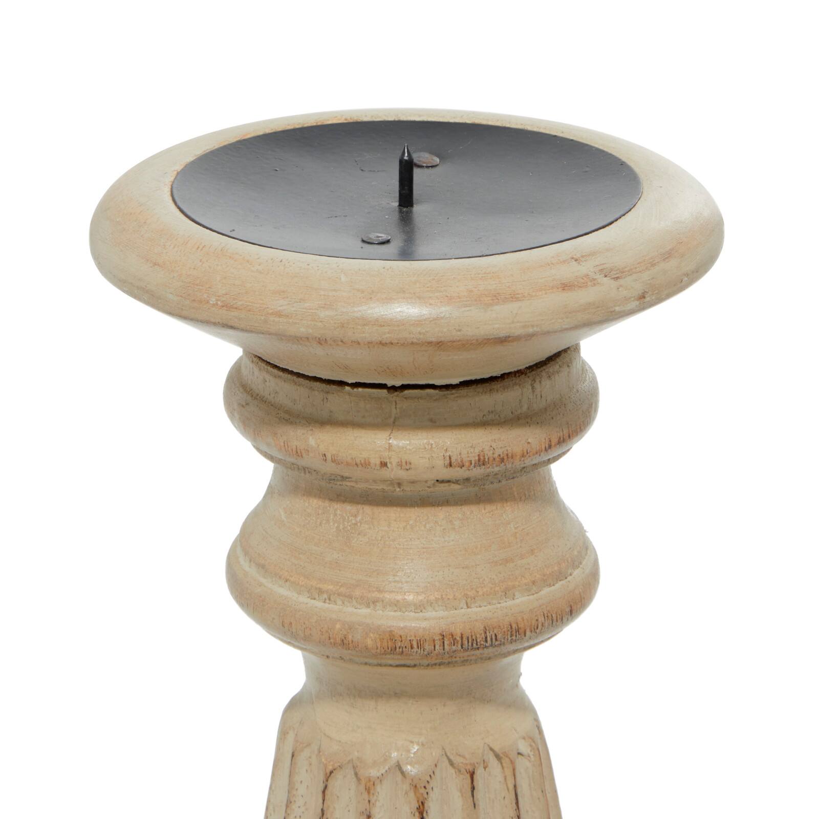 Brown Mango Wood Traditional Candle Holder Set