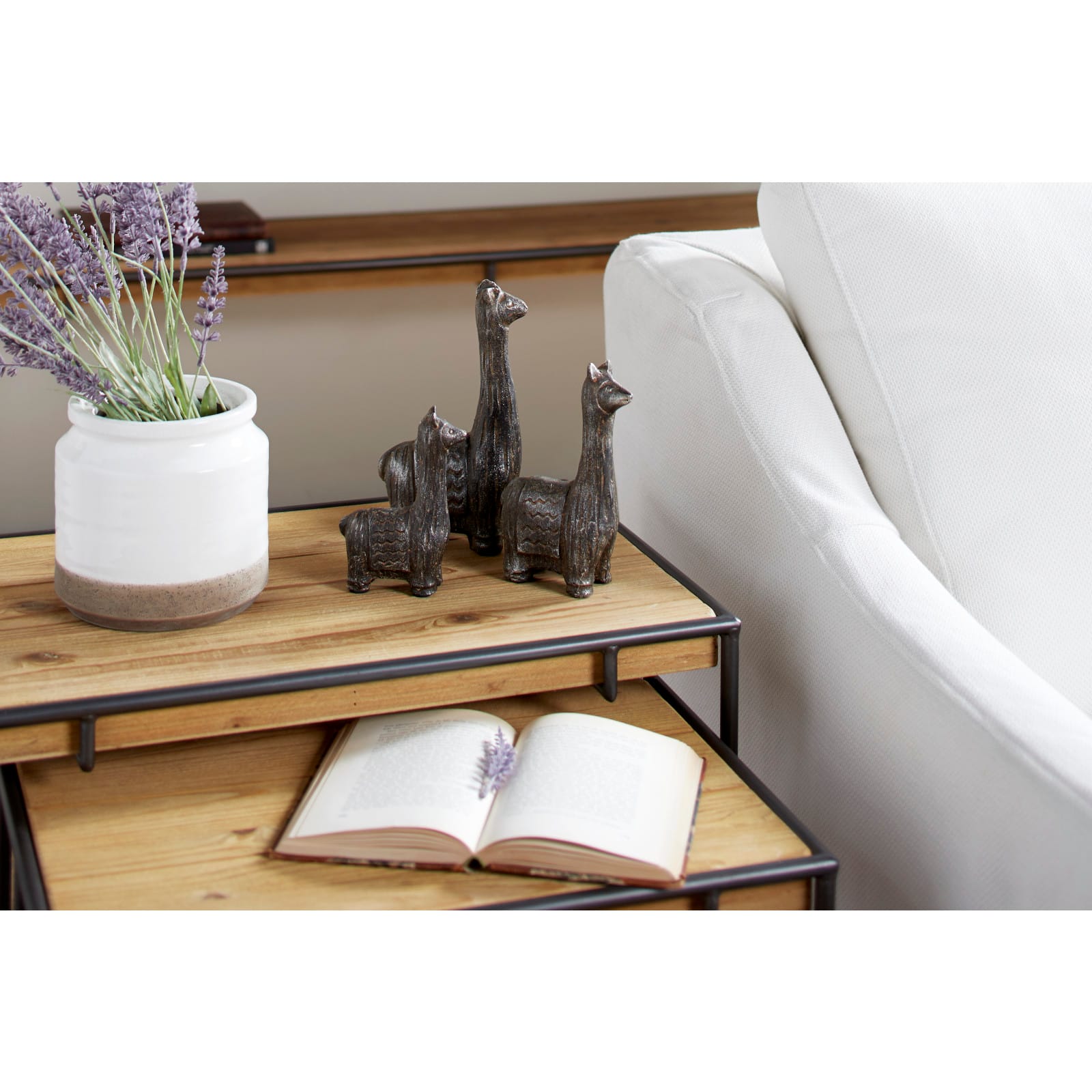 Set of 3 Black Metal Eclectic Llama Sculpture, 8", 7", 5"