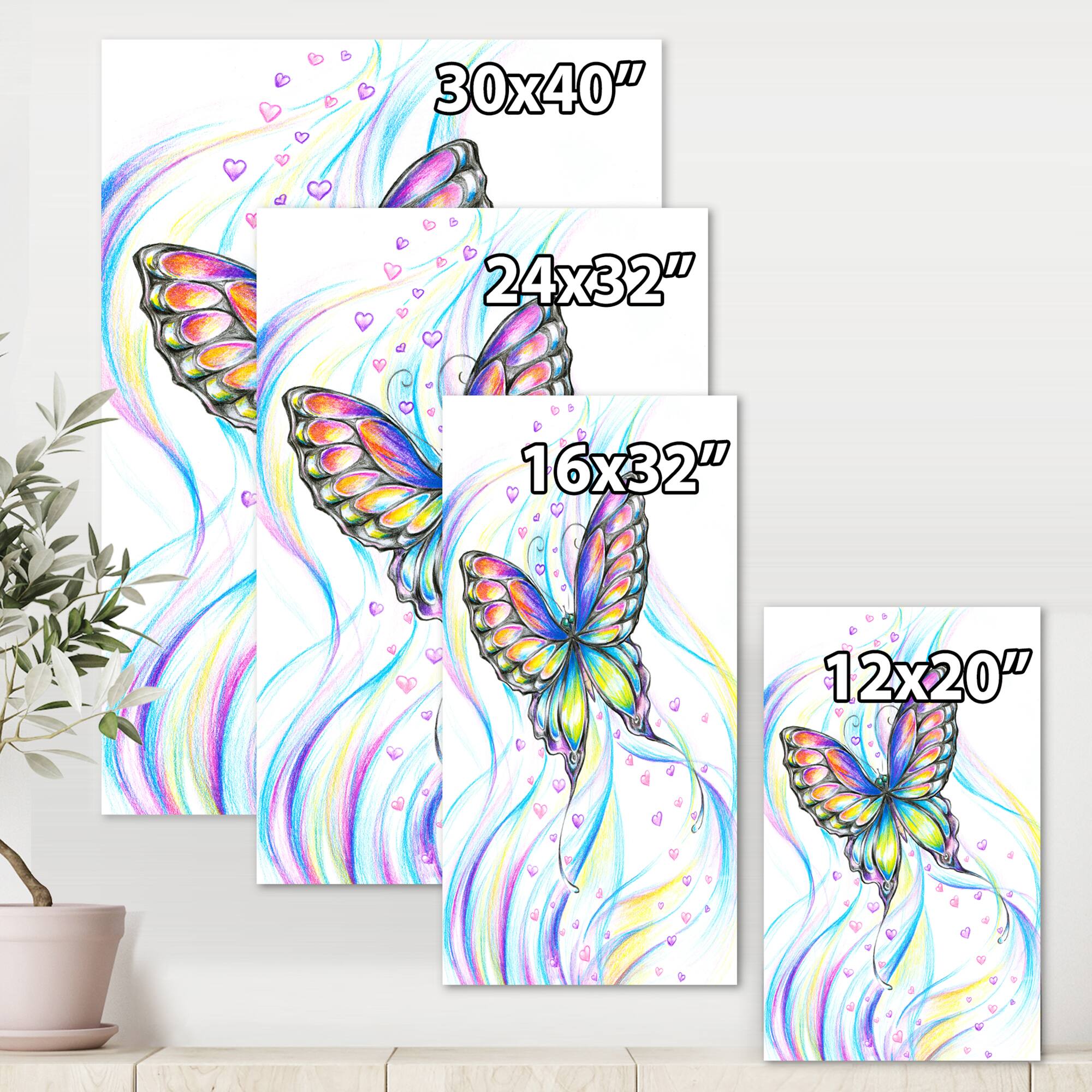 Designart - Iridiscent Butterfly - Traditional Canvas Wall Art Print