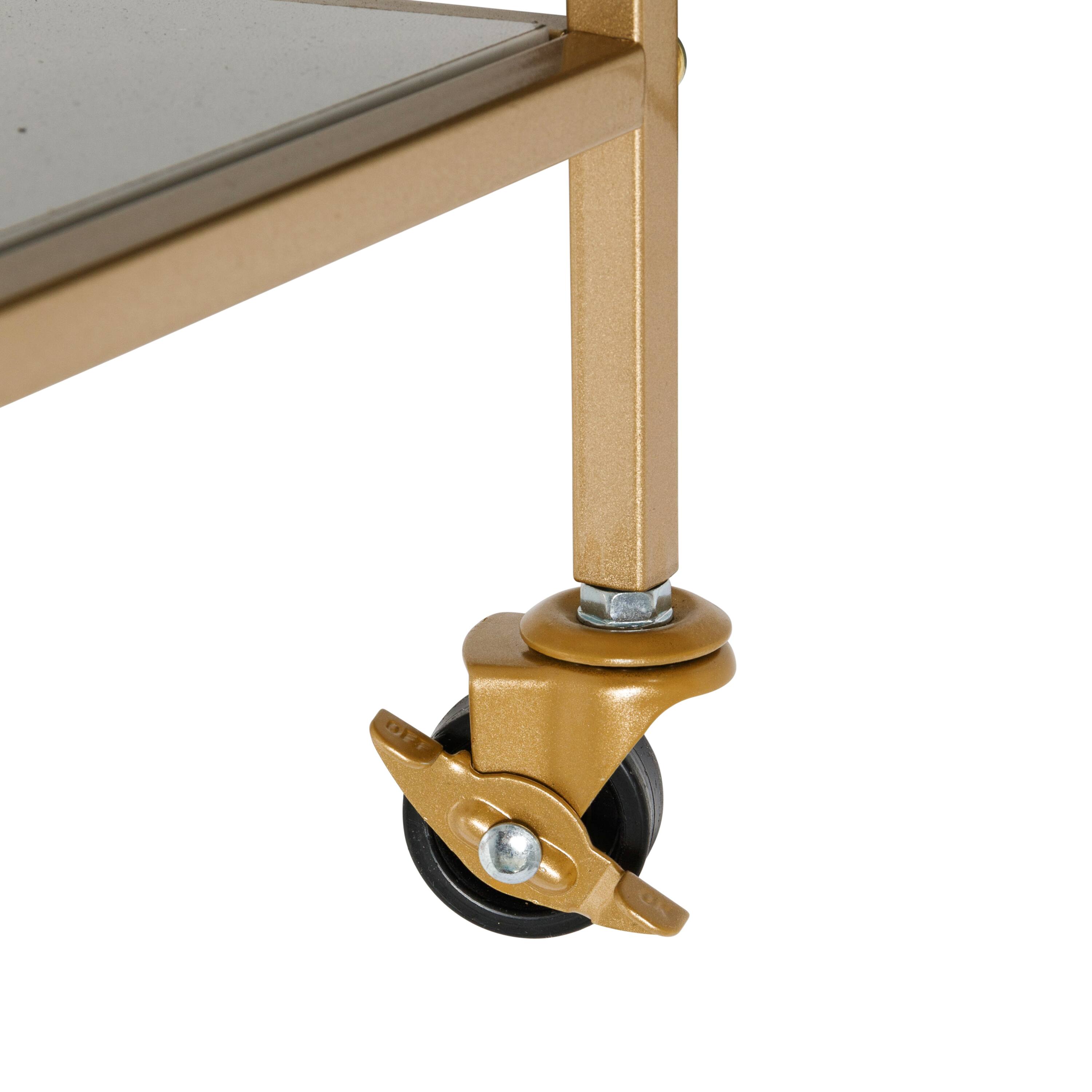 Honey Can Do 3-Tier Gold & White Rolling Bar & Serving Cart with Handles