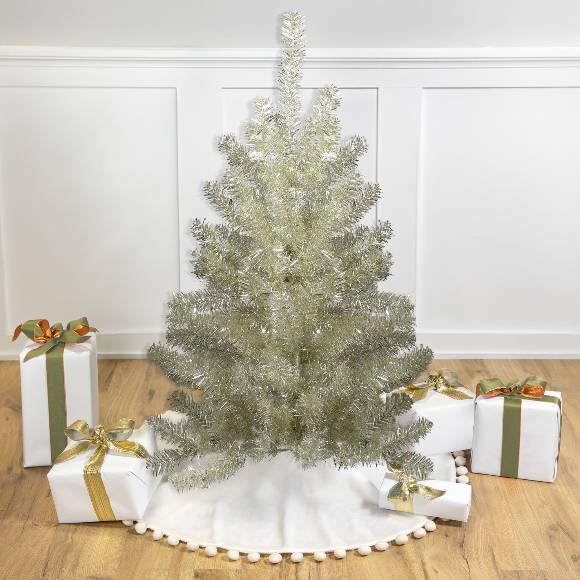 3ft. Unlit Metallic Platinum Tinsel Artificial Christmas Tree