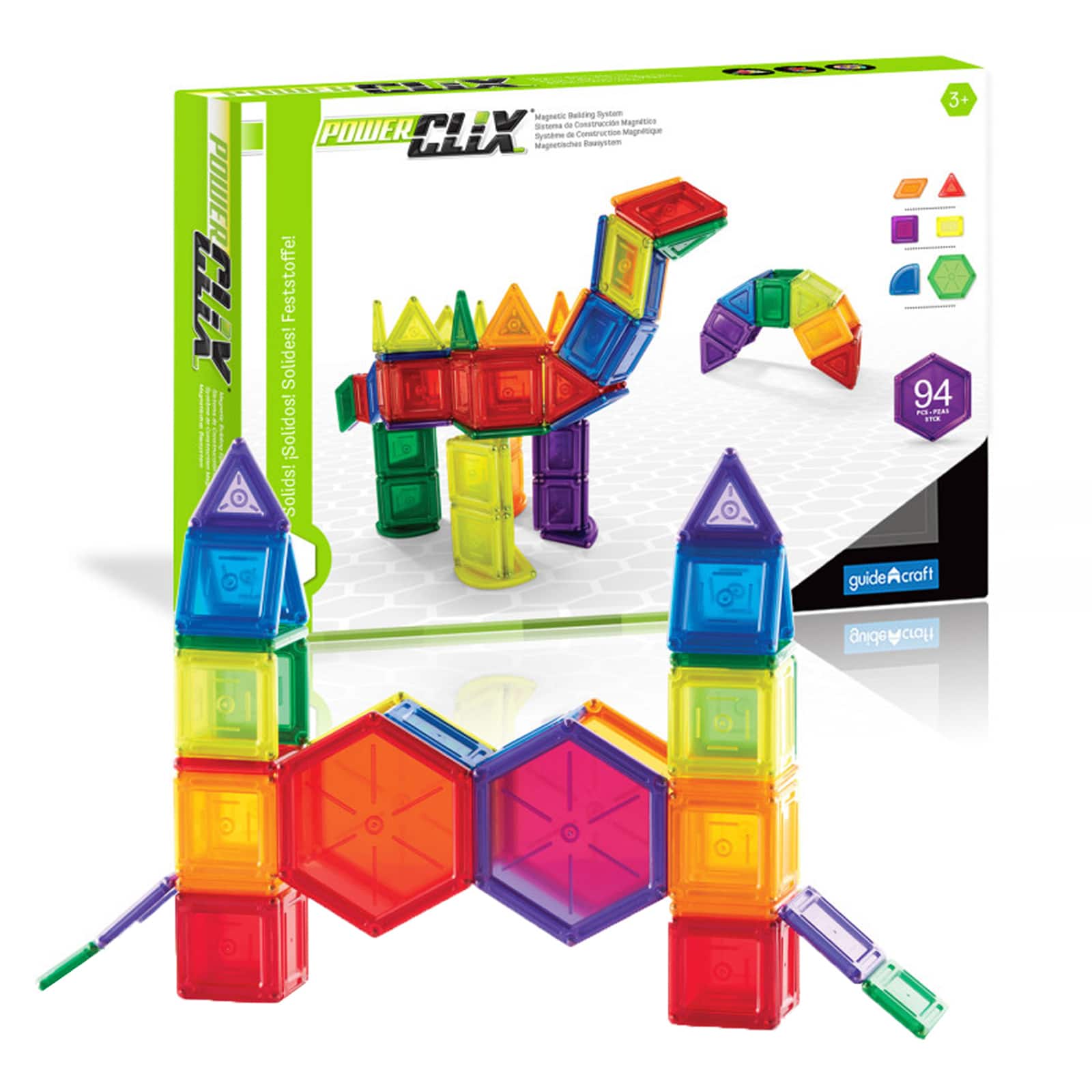 Guidecraft PowerClix&#xAE; Solids Magnetic Building Set