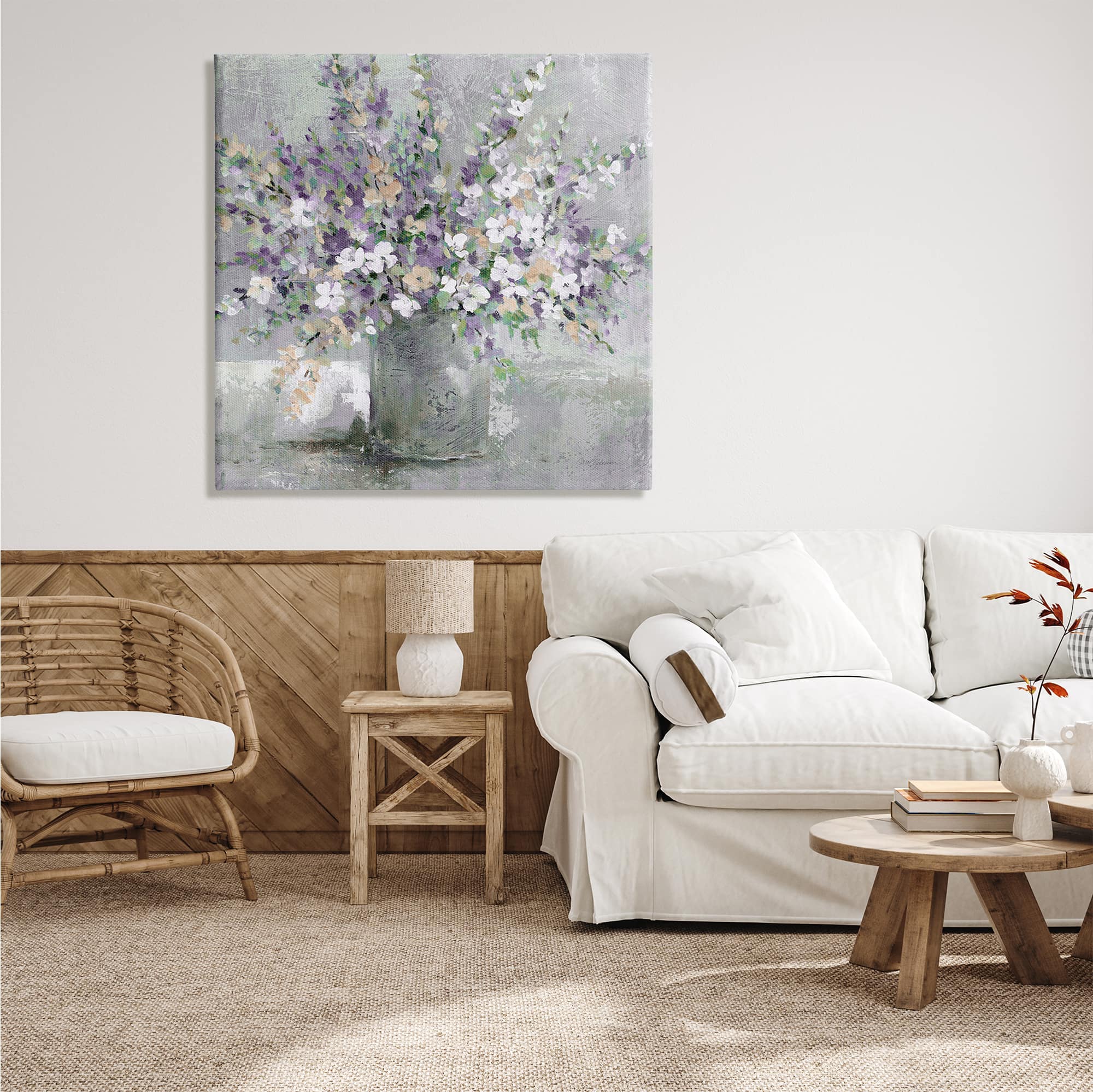 Stupell Industries Blossoming Aster Flower Bouquet Soft Purple Canvas Wall Art